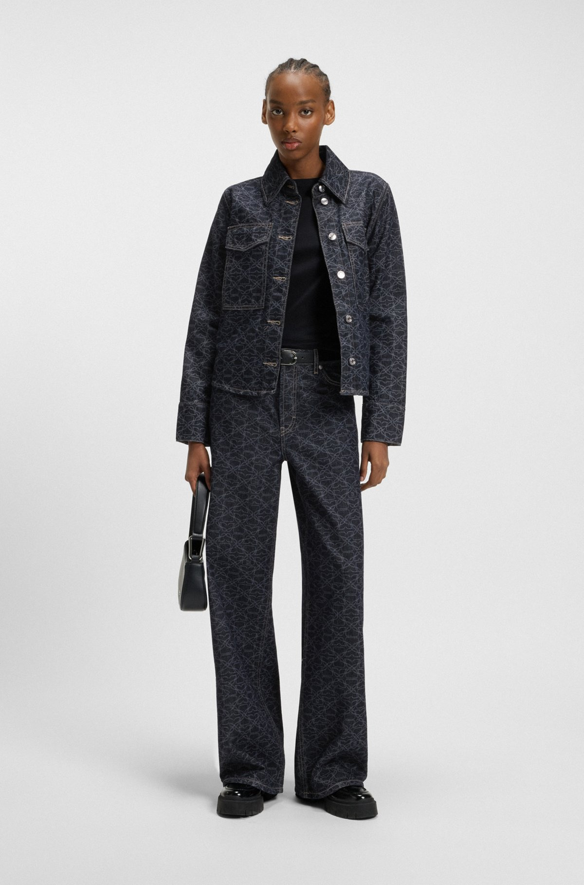 SUPER-WIDE-LEG JEANS IN MONOGRAM LASER-PRINT DENIM - 3