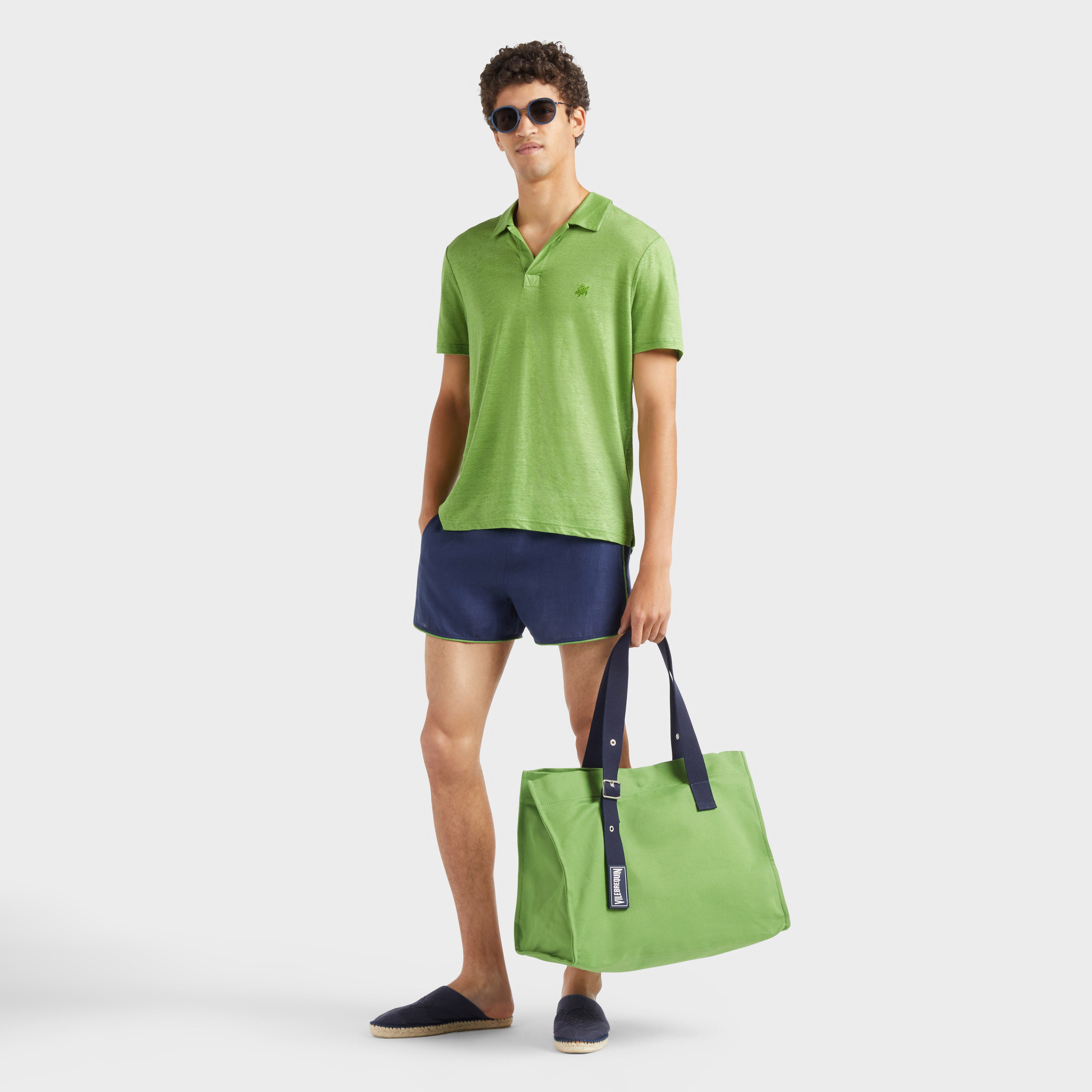 Men Linen Jersey Polo Solid - 5