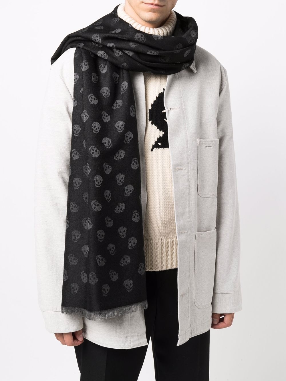 skull-print knitted scarf - 2