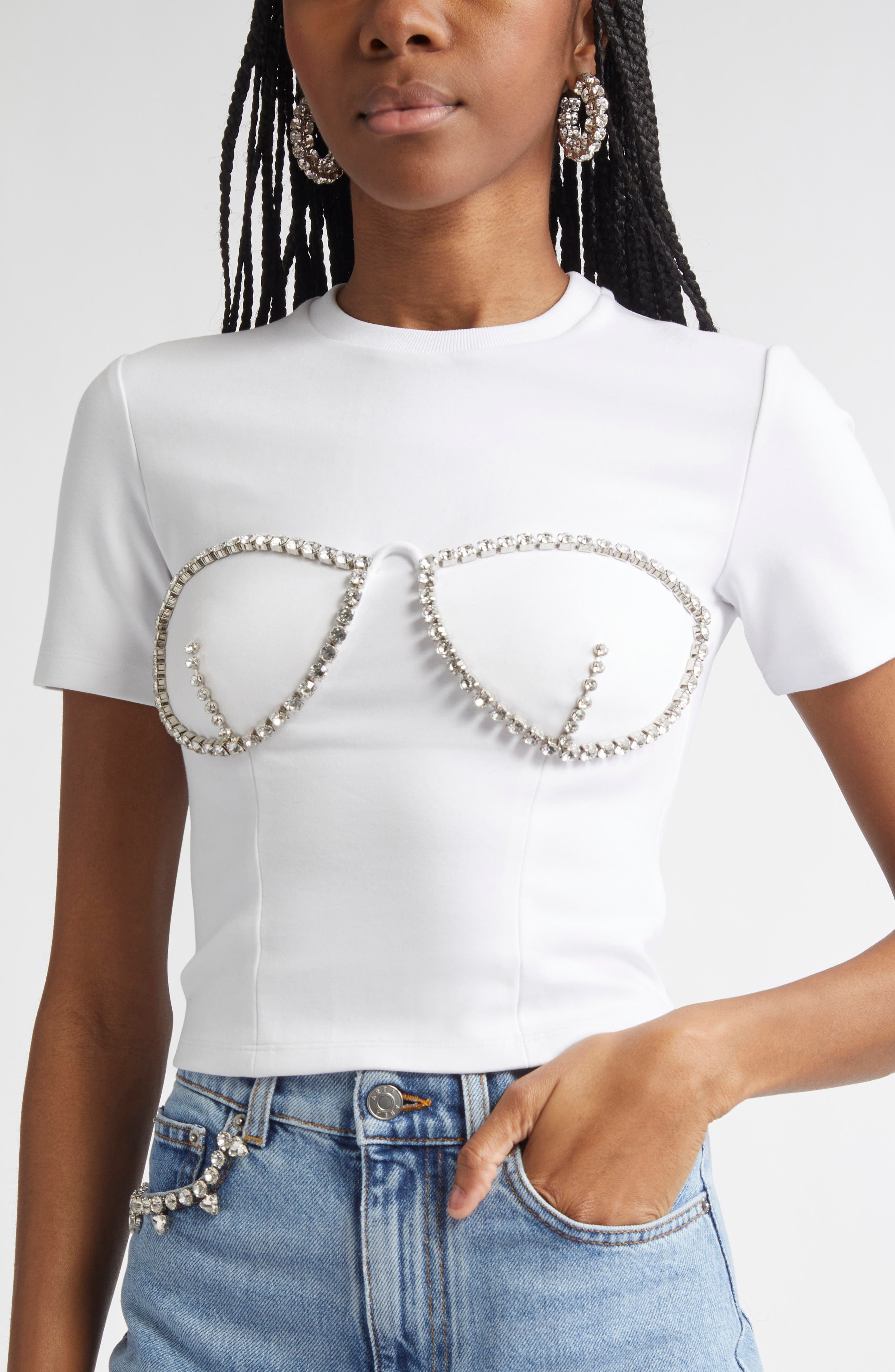 Crystal Bustier Cup T-Shirt - 5