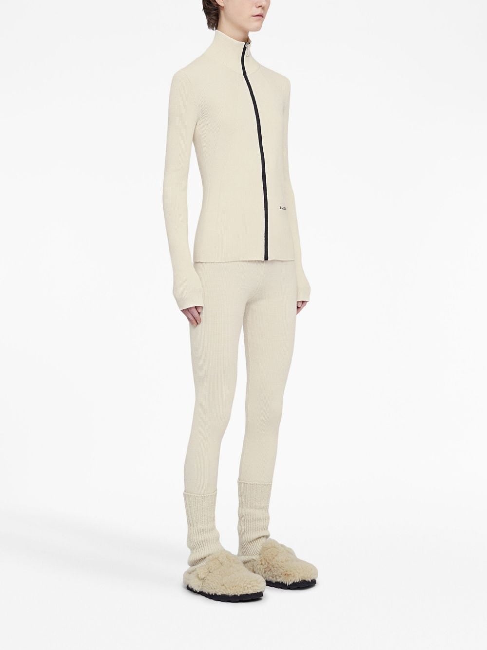 logo-embroidered ribbed-knit cardigan - 3