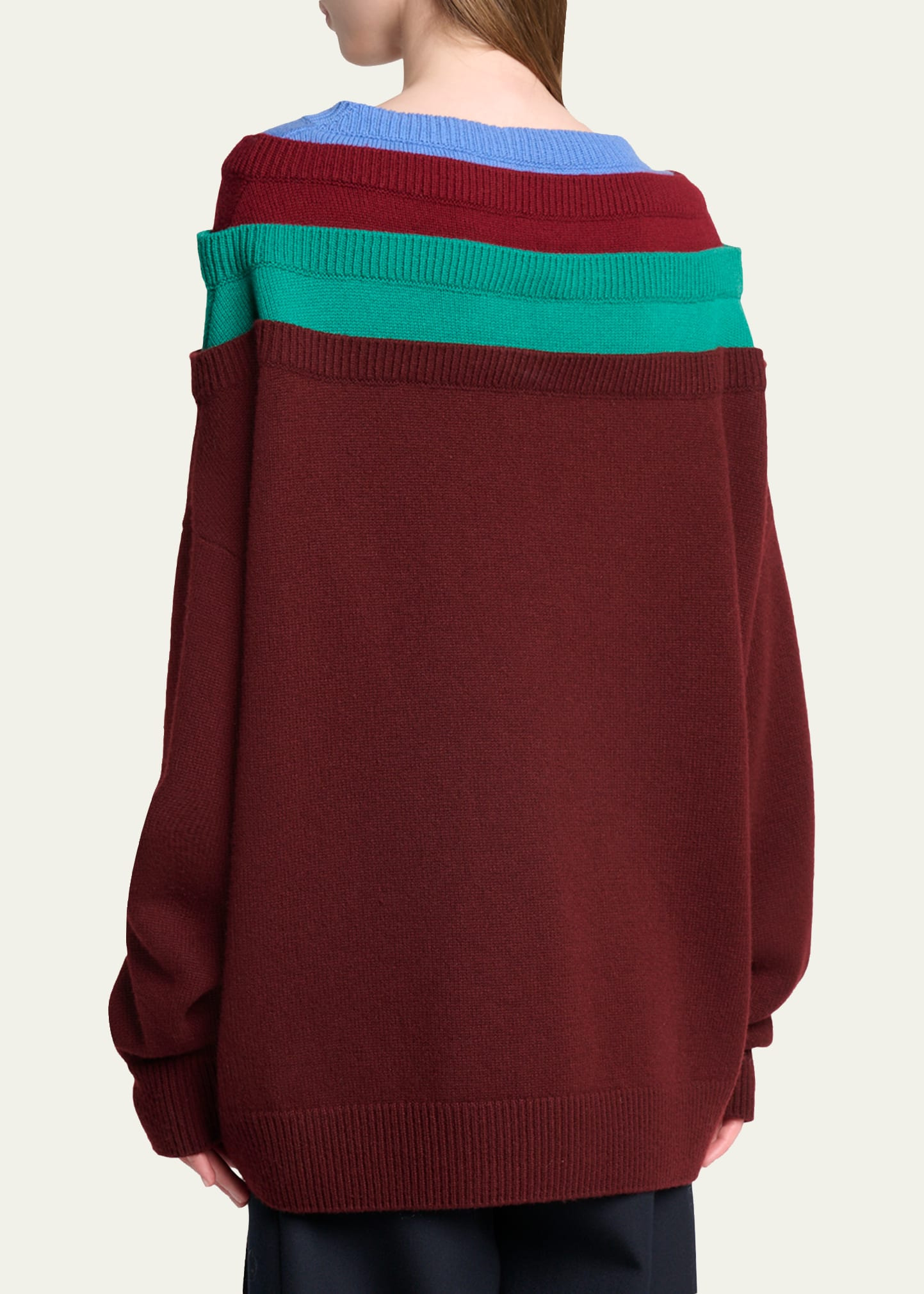 Layered V-Neck Wool Sweater - 3