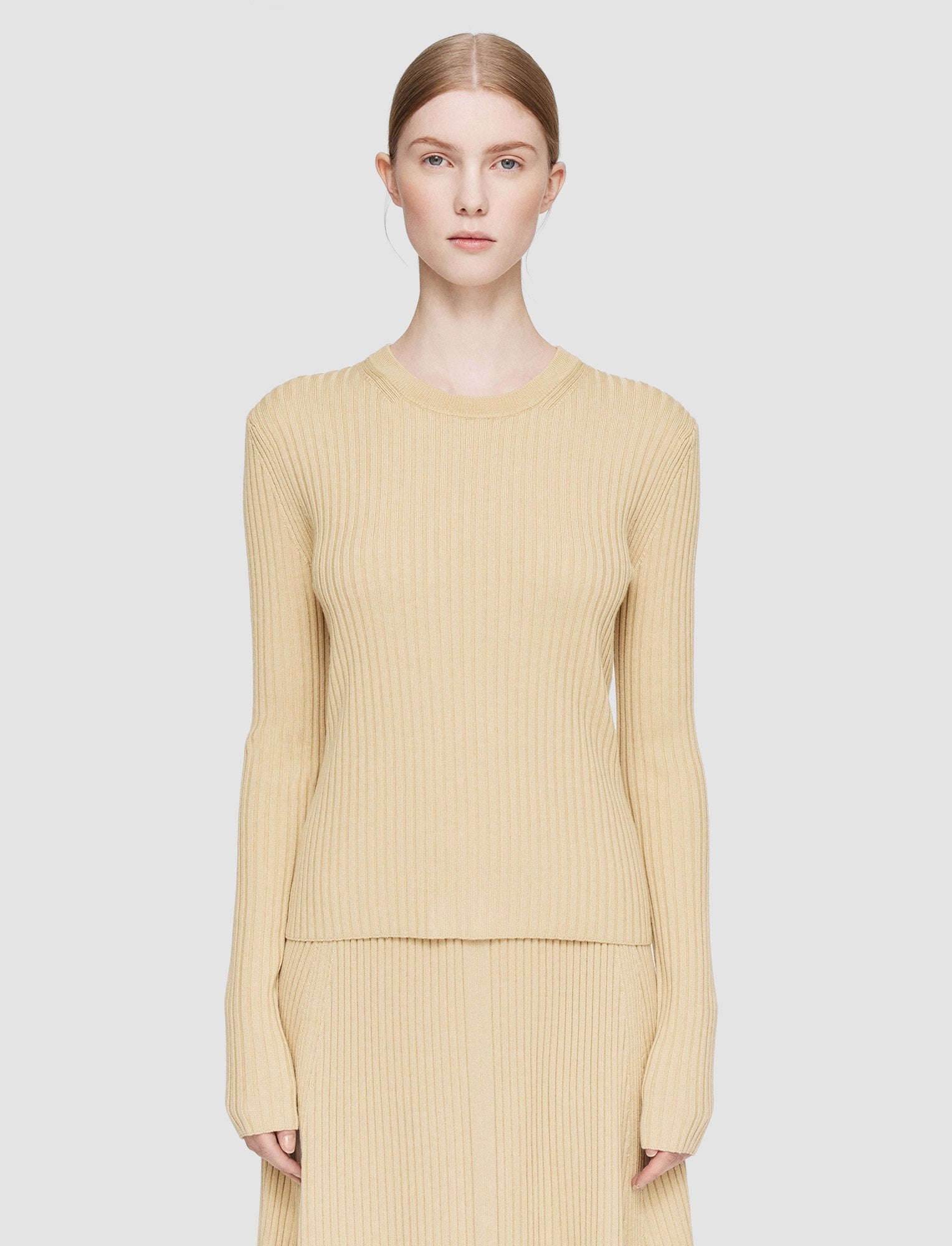 Merino Silk Rib Round Neck Jumper - 3