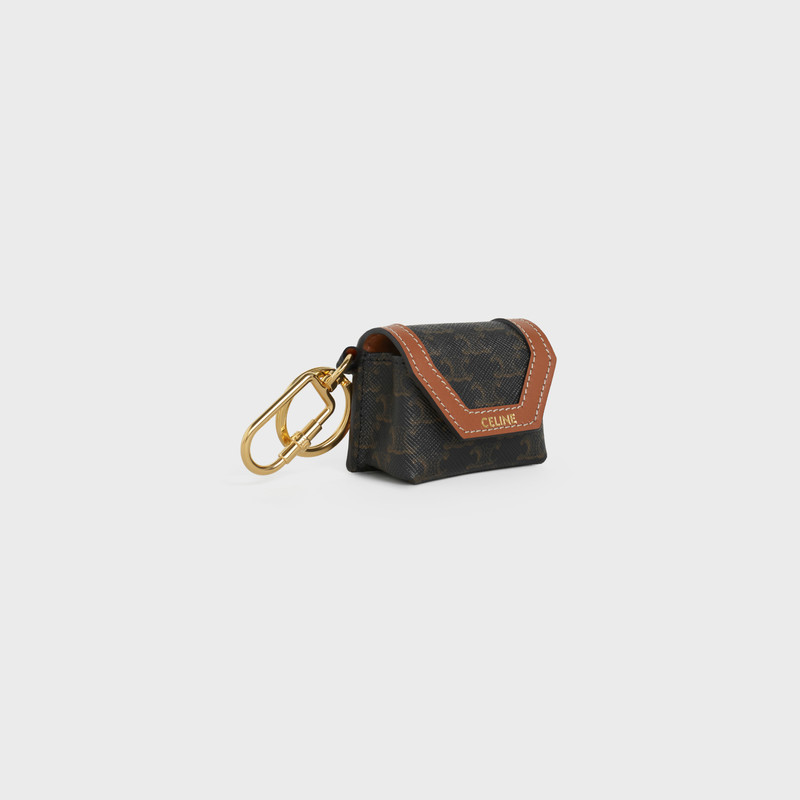 CELINE Envelop Airpods Keyring in Triomphe Canvas and Calfskin outlook