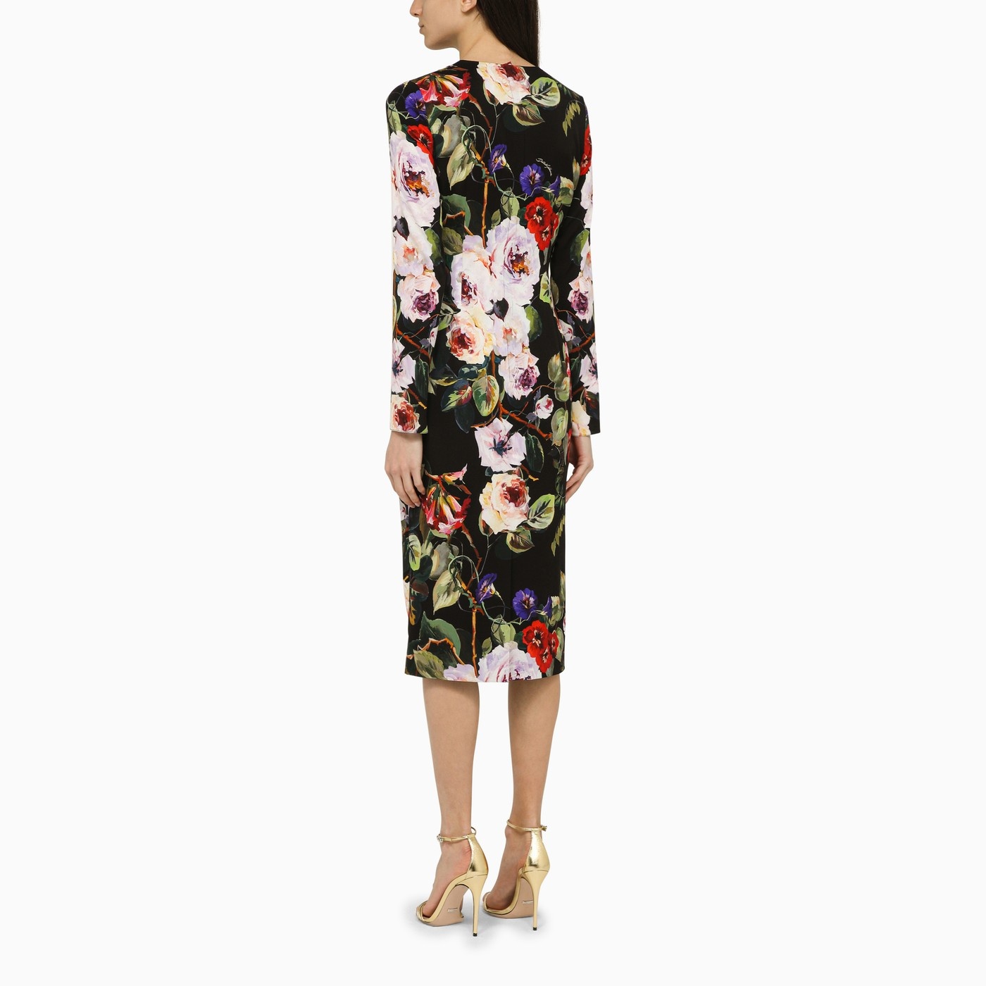 Dolce&Gabbana Rose Print Sheath Dress In Silk - 3