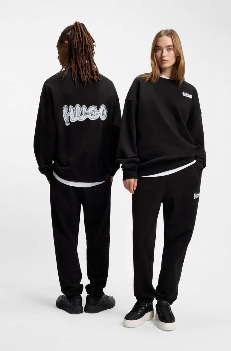 HUGO ALL-GENDER COTTON-TERRY SWEATSHIRT WITH LOGO PRINTS outlook