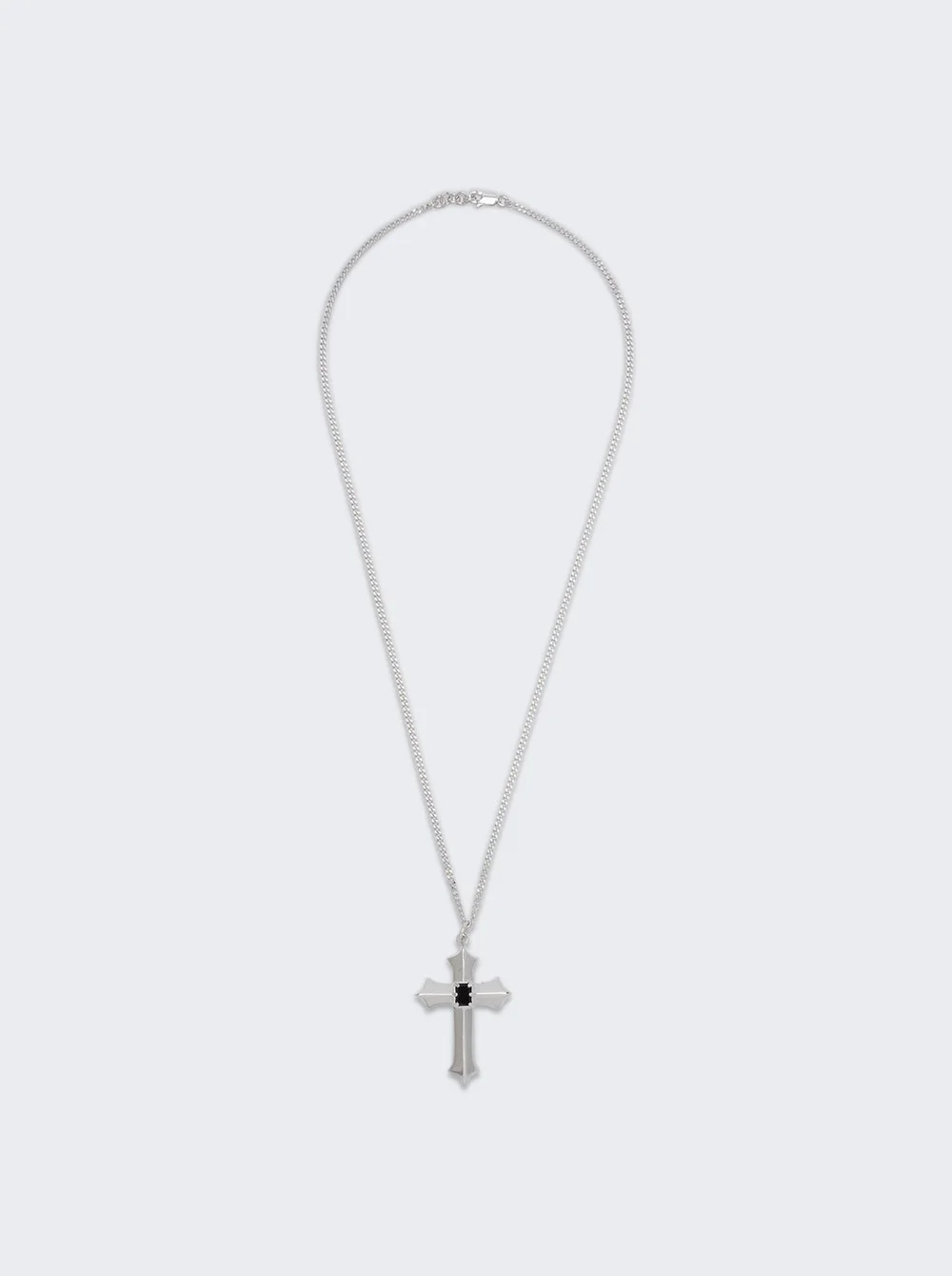 Stone Cross Necklace Silver - 1