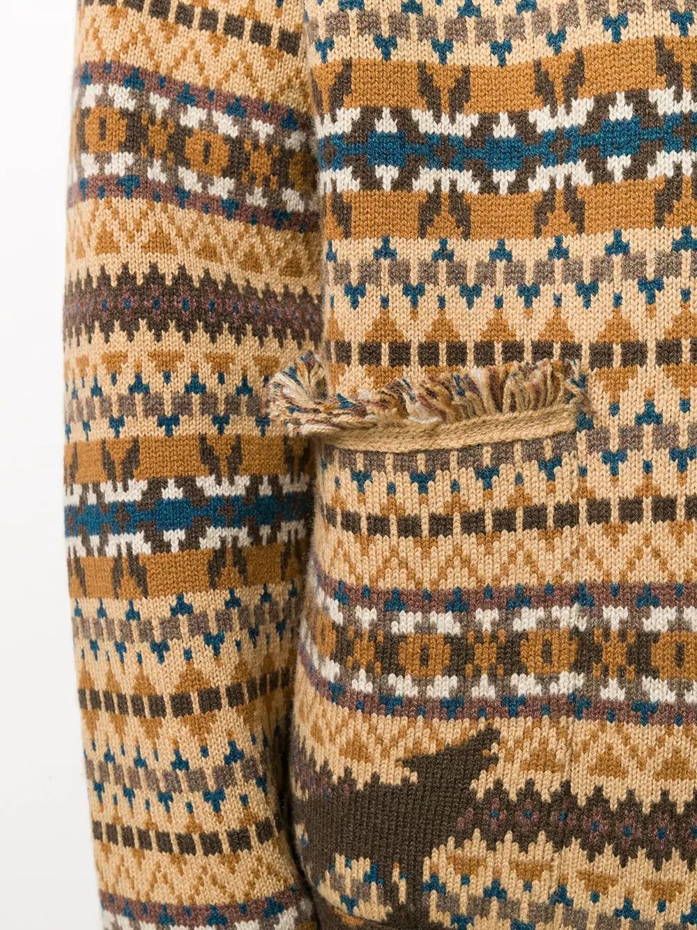 rustic intarsia cashmere cardigan - 5