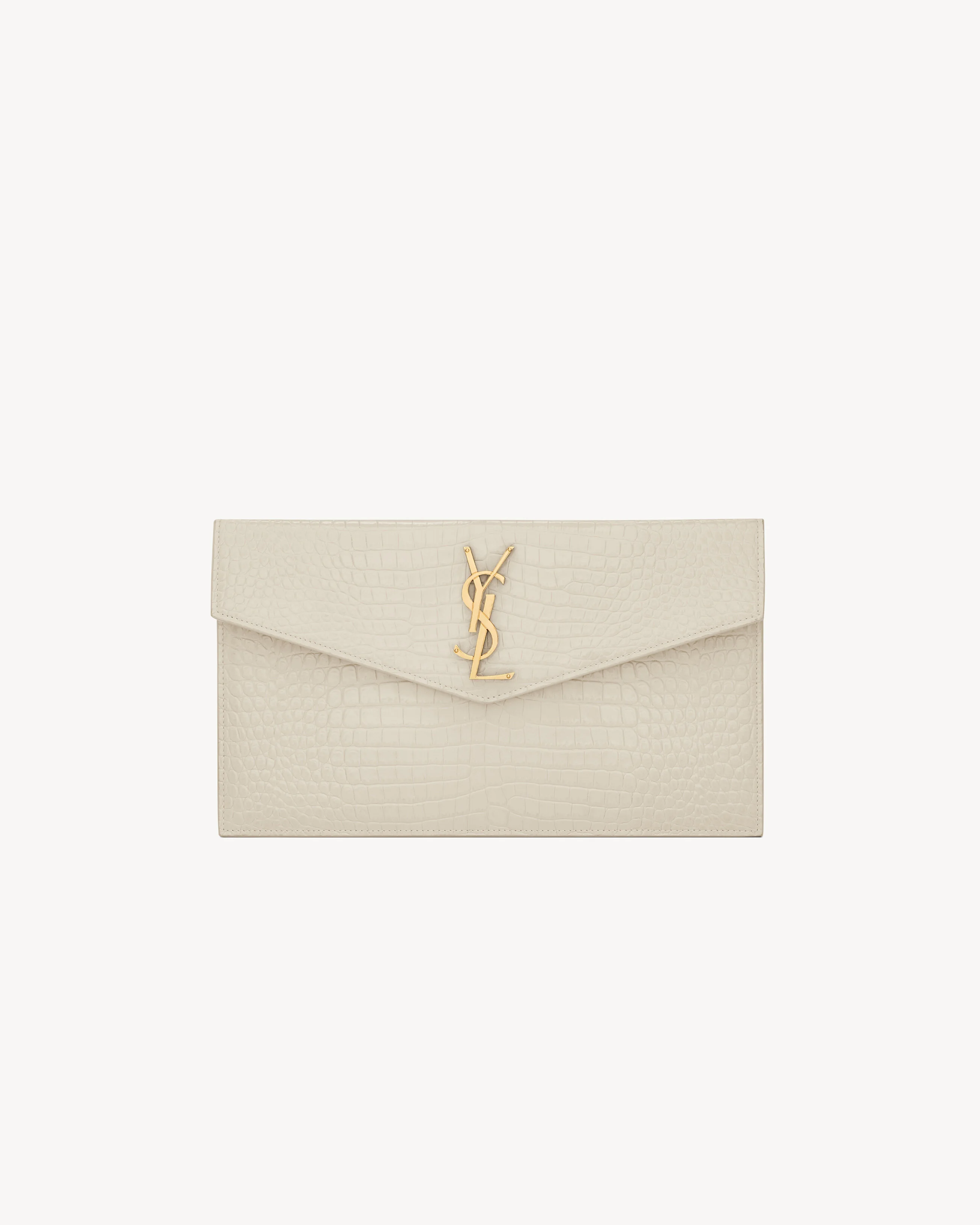 UPTOWN POUCH IN CROCODILE-EMBOSSED SHINY LEATHER - 1