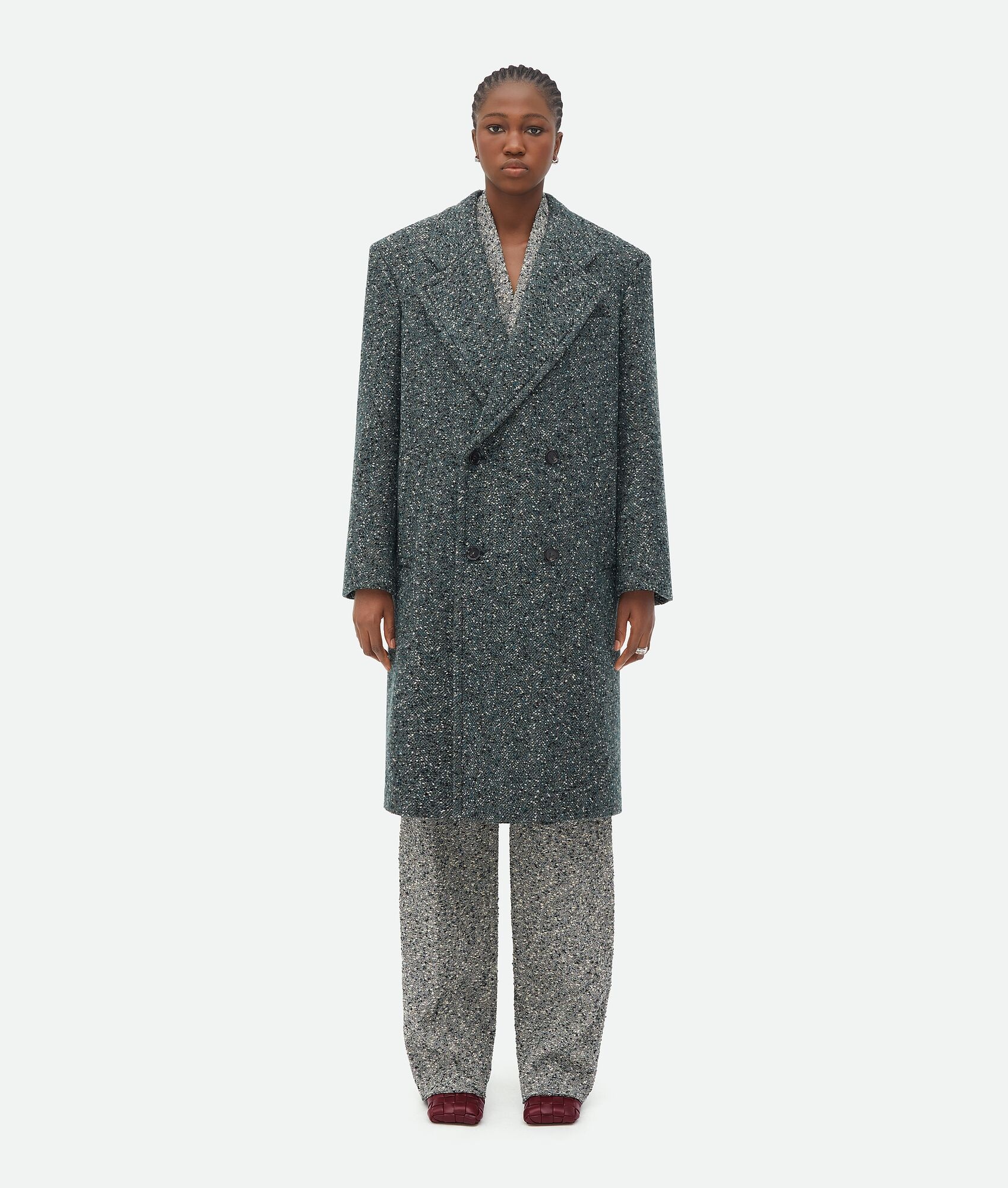 straight leg cotton bouclé pants - 4