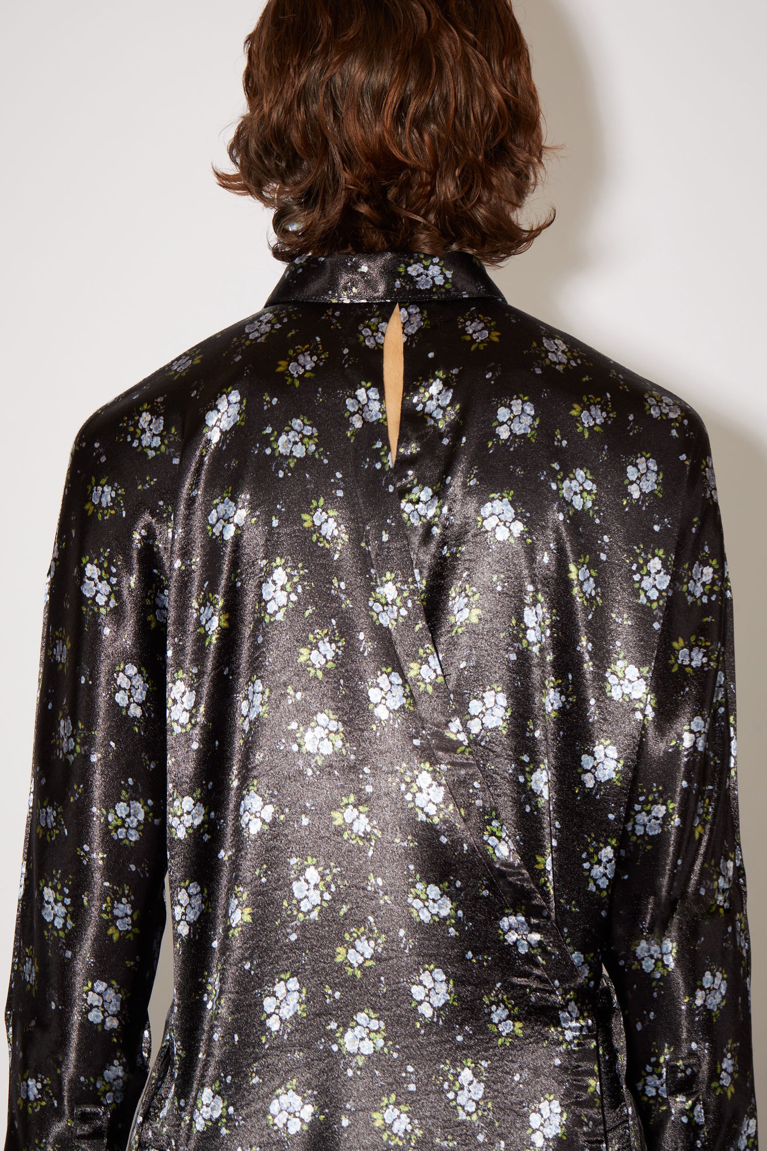 Floral satin dress - Black/blue - 6
