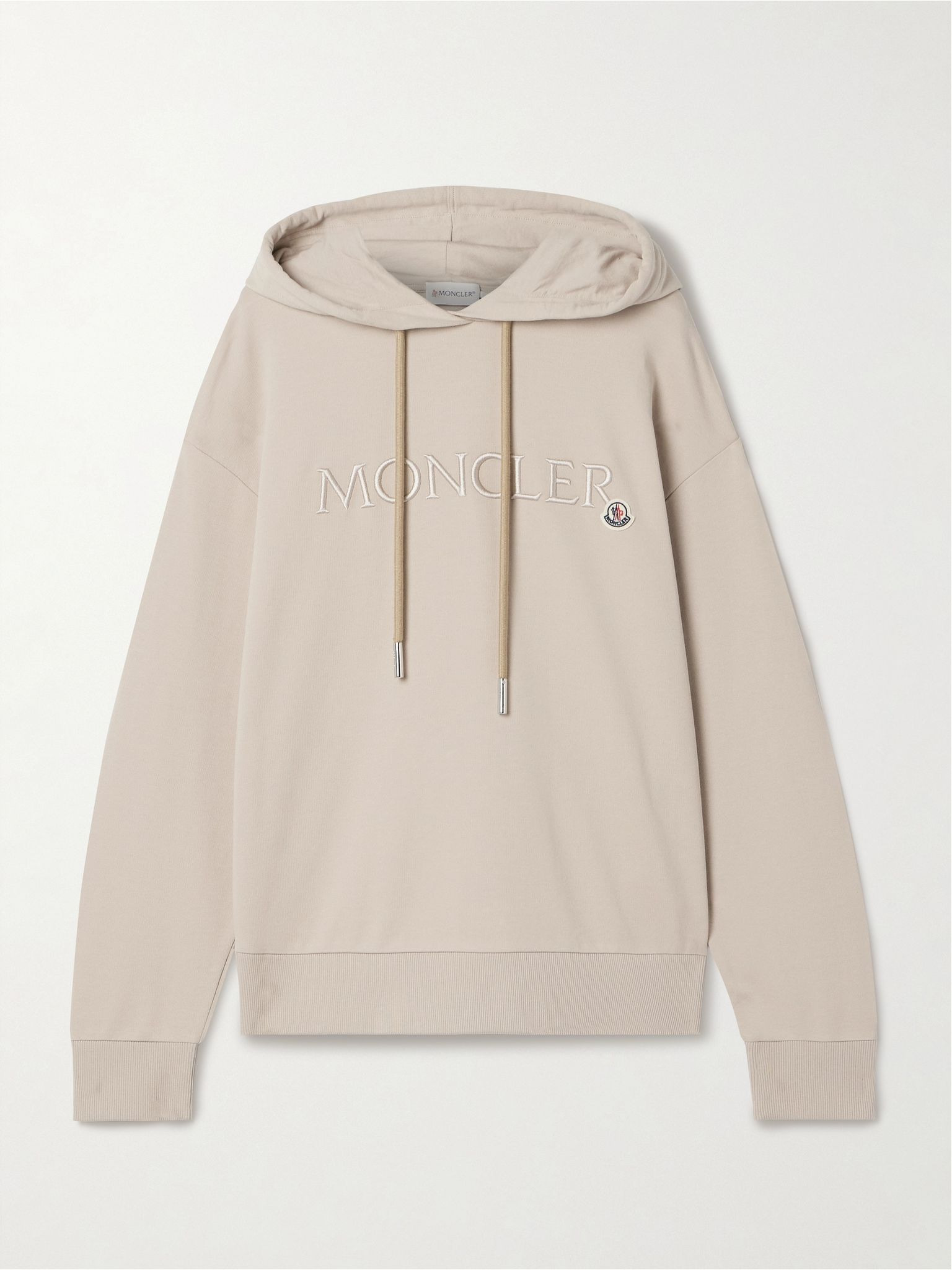 Embroidered cotton-jersey hoodie Beige - 1