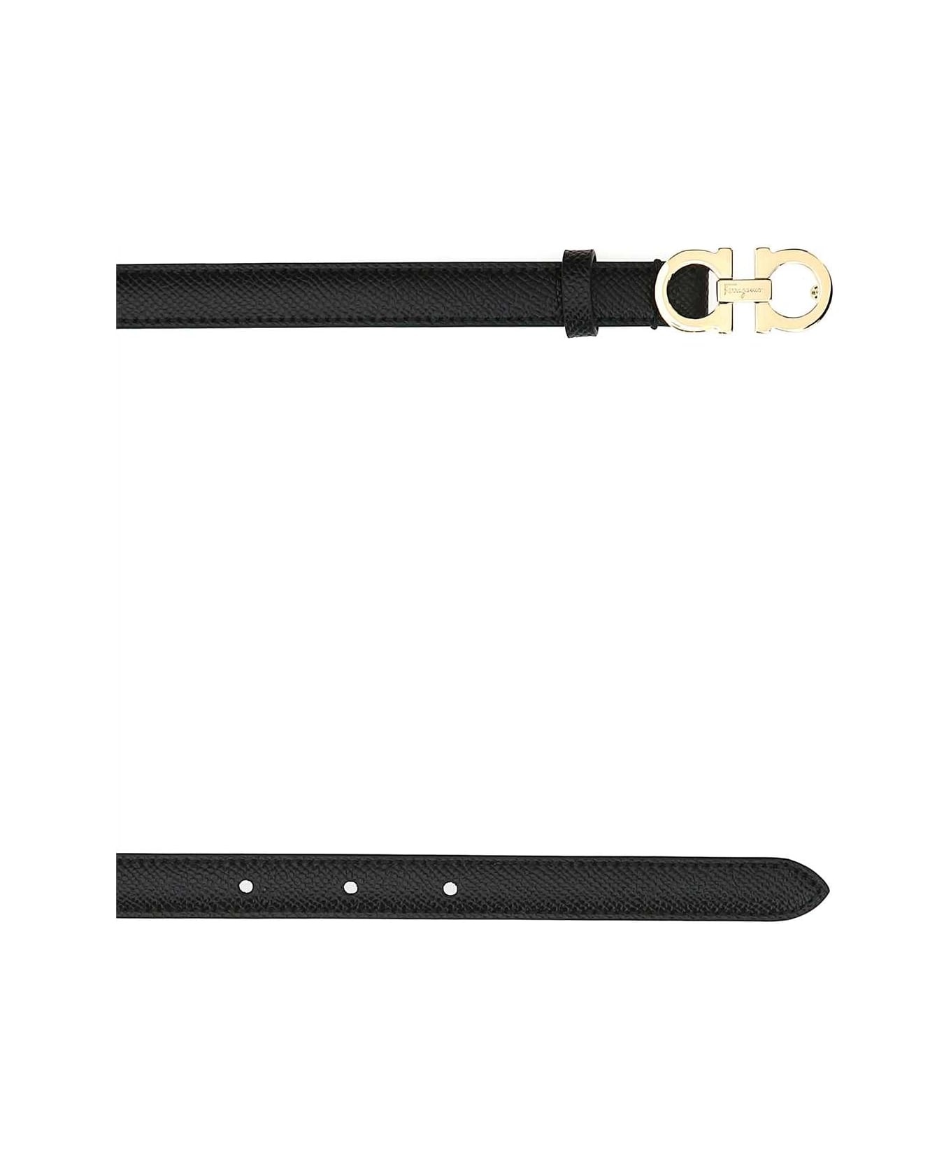 Black Leather Gancini Belt - 2