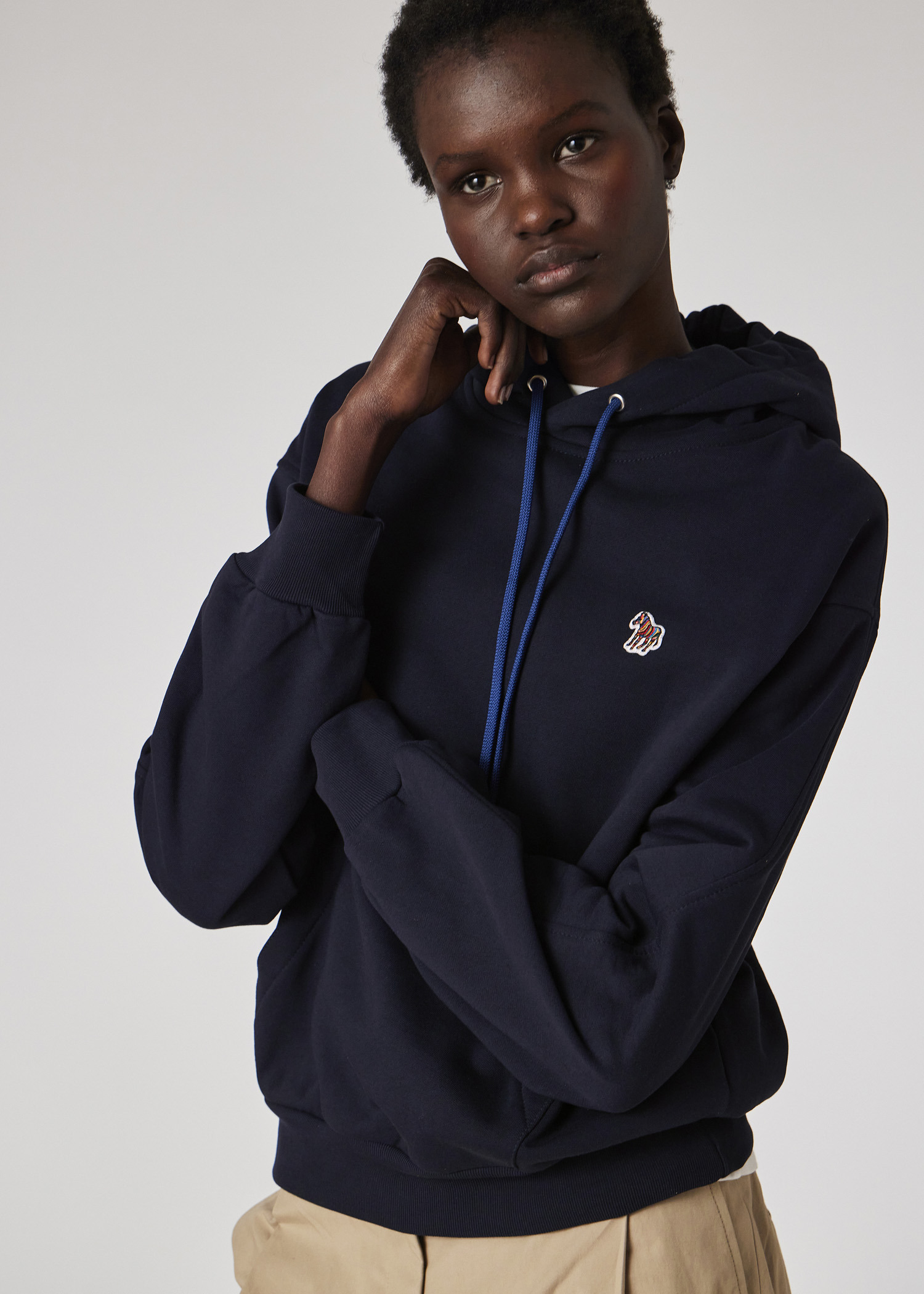Navy Cotton Zebra Logo Hoodie - 6