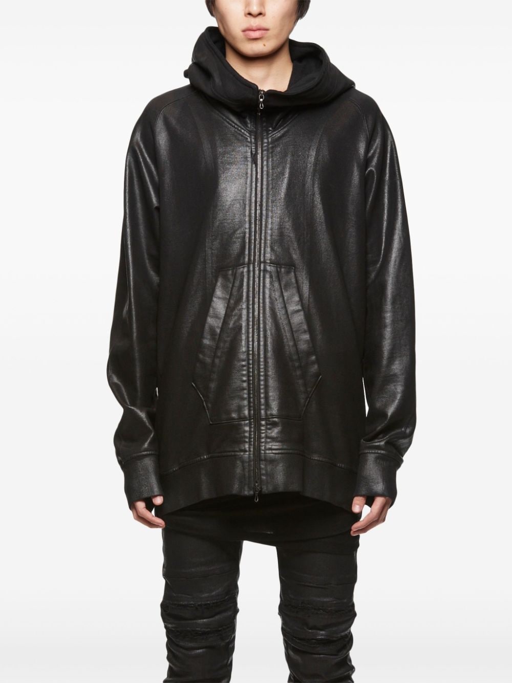 coated finish hooded jacket - 2