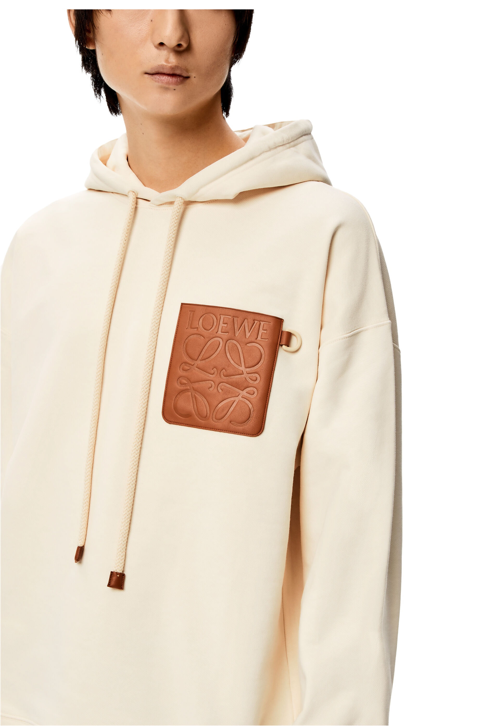 Anagram leather patch hoodie in cotton - 5