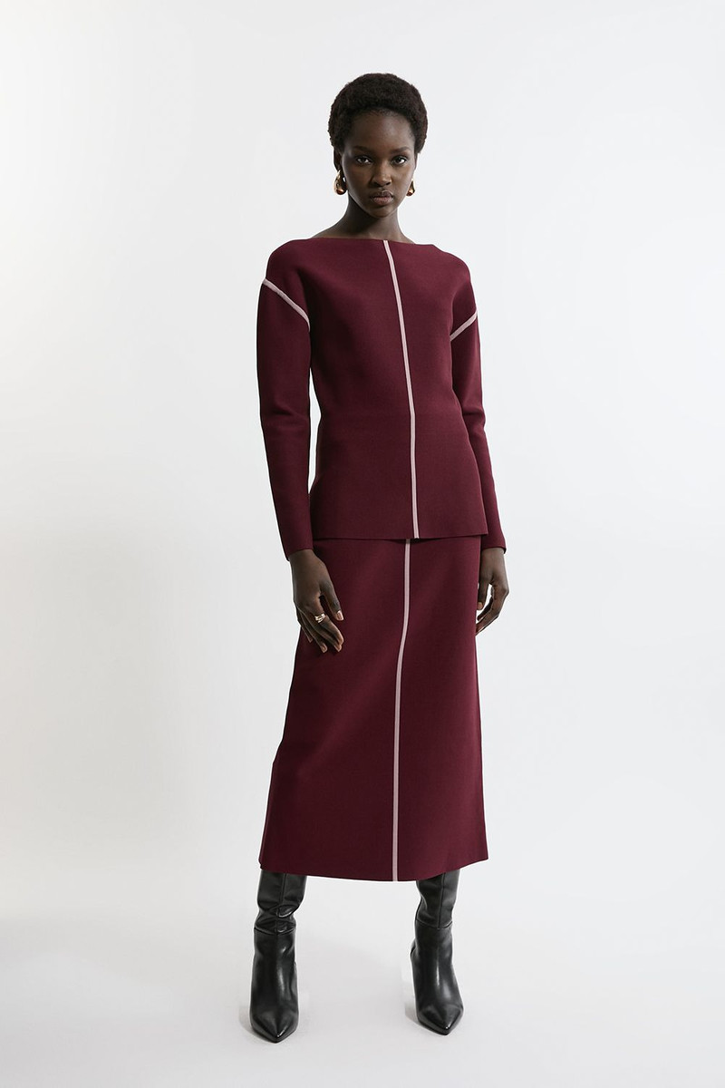 Milano Knit Front Split Midi Skirt 1