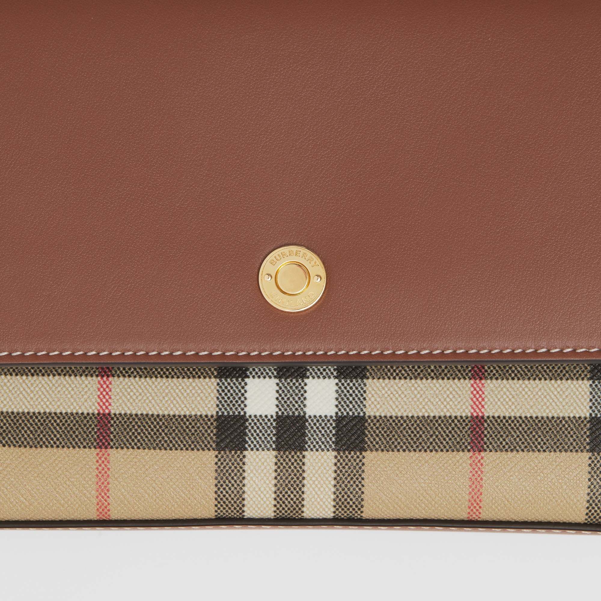 Vintage Check and Leather Penny Bag - 2