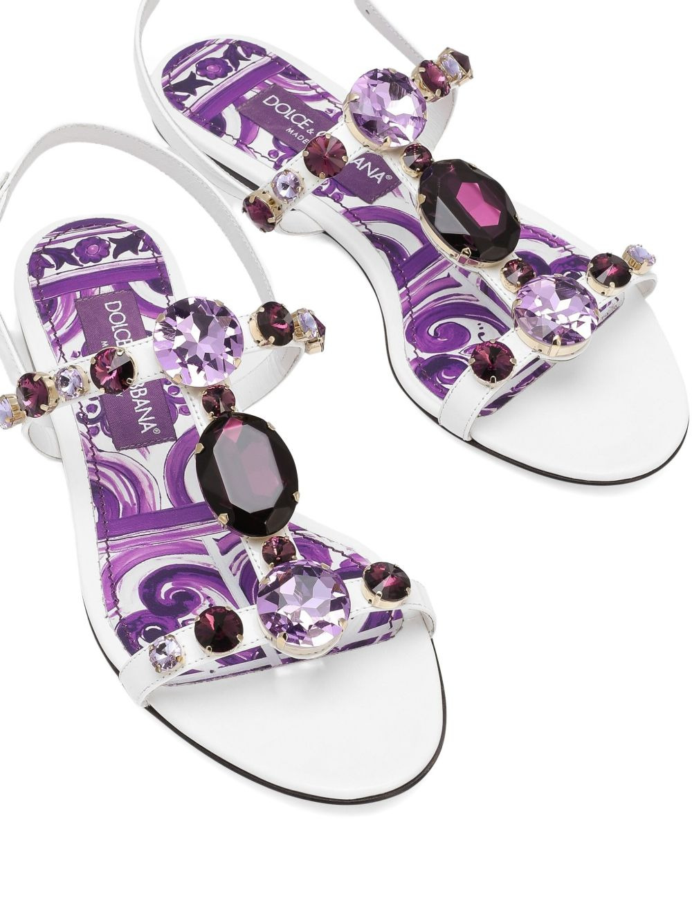 Dolce & Gabbana Women Maiolica Leather Sandals - 4