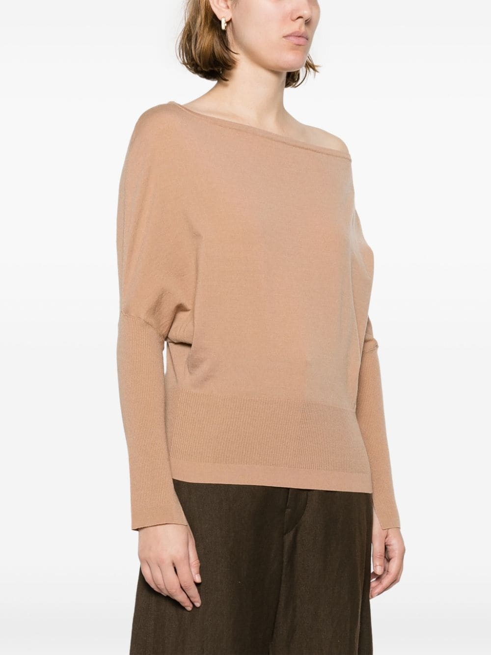 off-shoulder wool-blend jumper - 3
