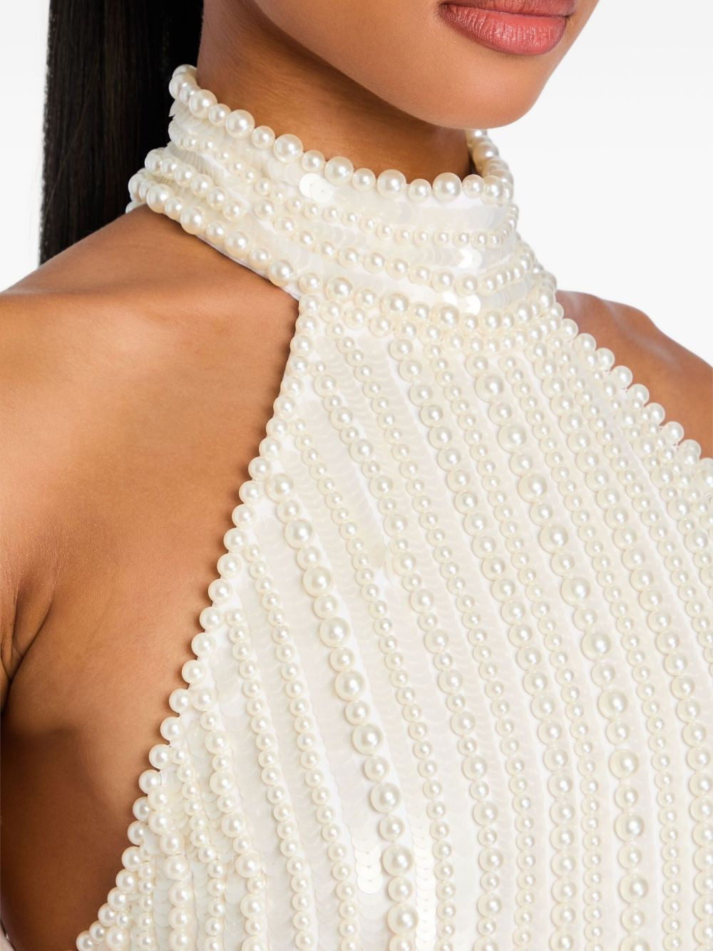 Yaeko pearl-embellished halterneck mini dress - 5