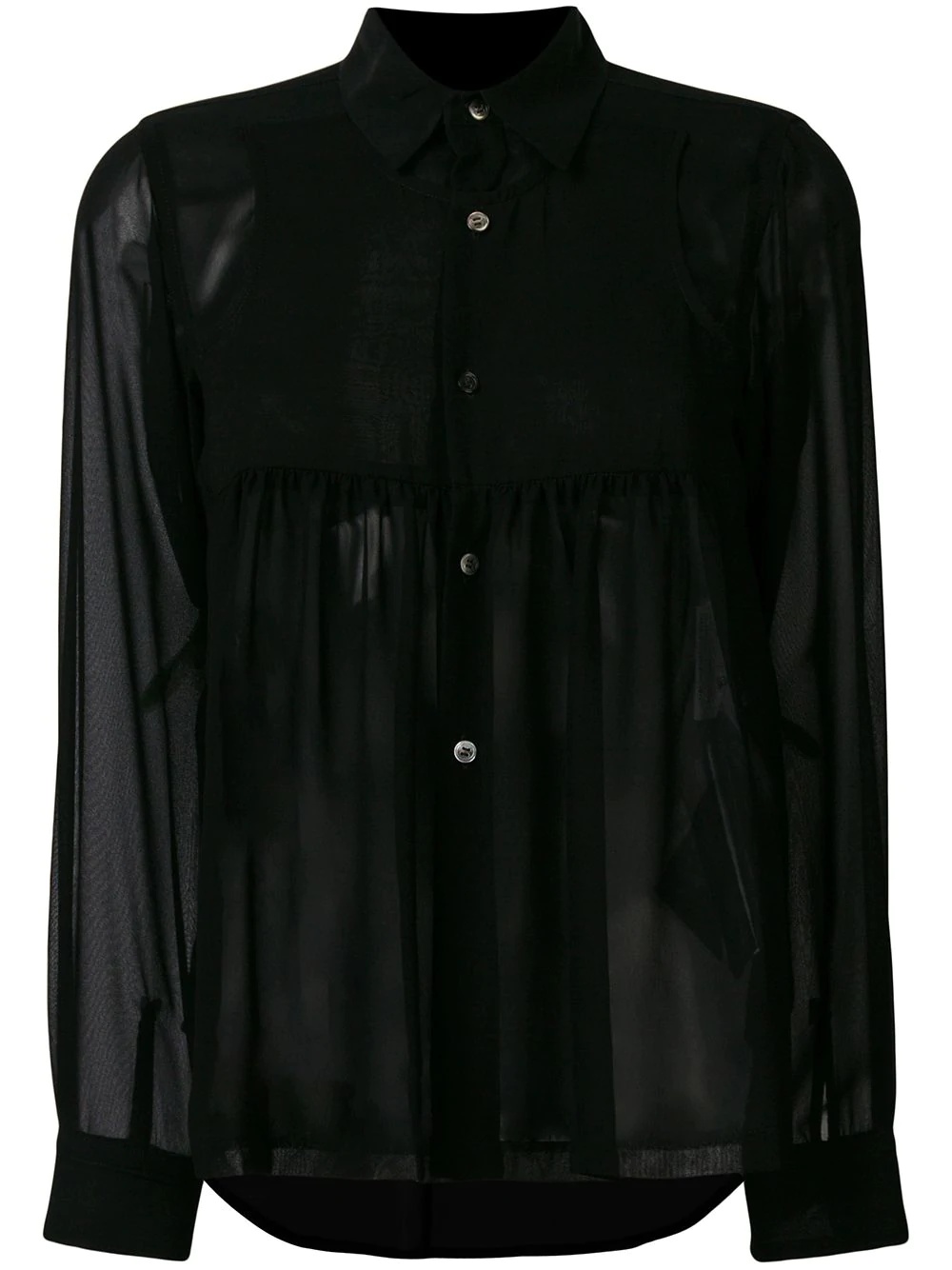 sheer long sleeve blouse - 1