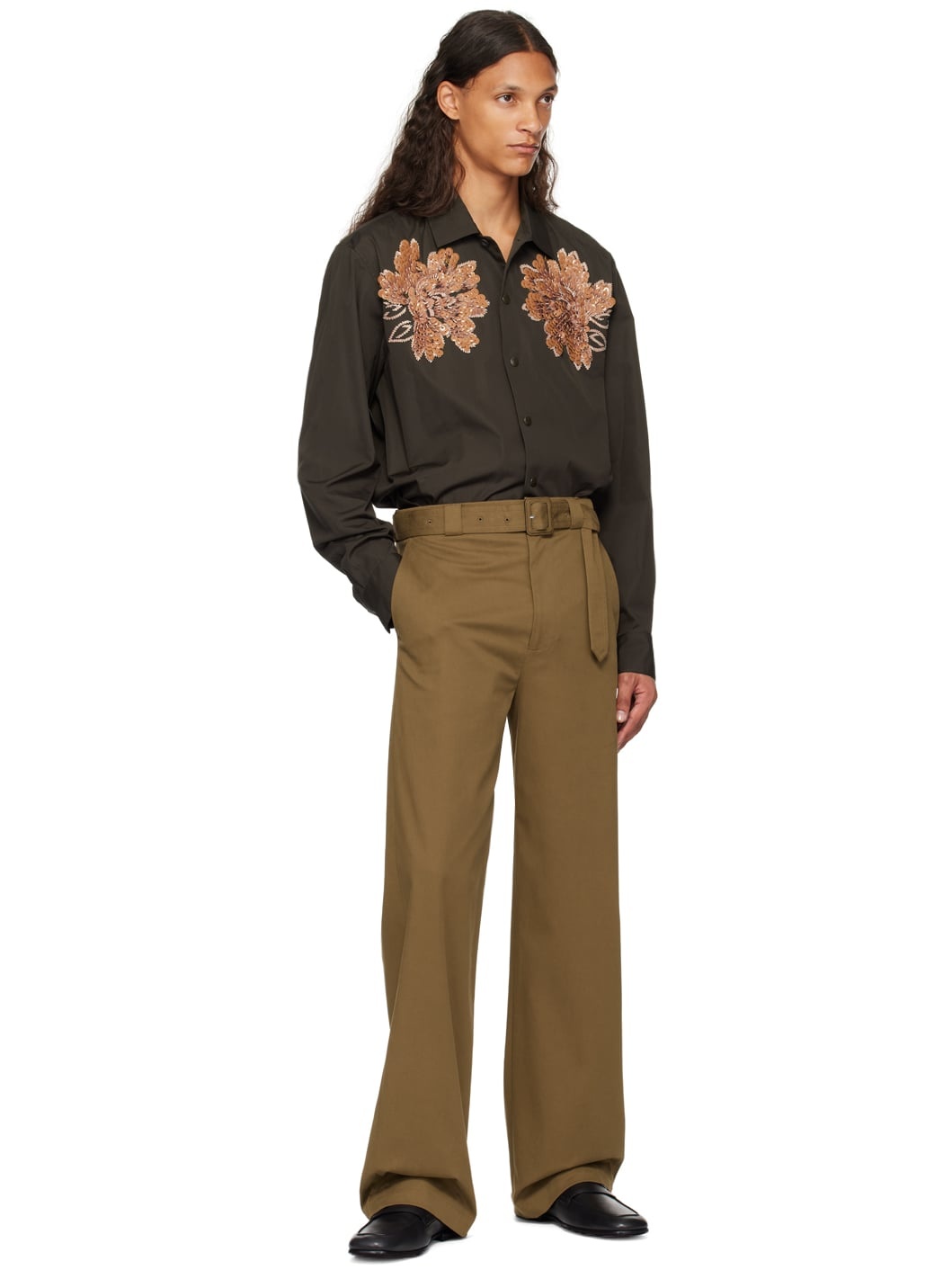 Brown Beaded Shirt - 5