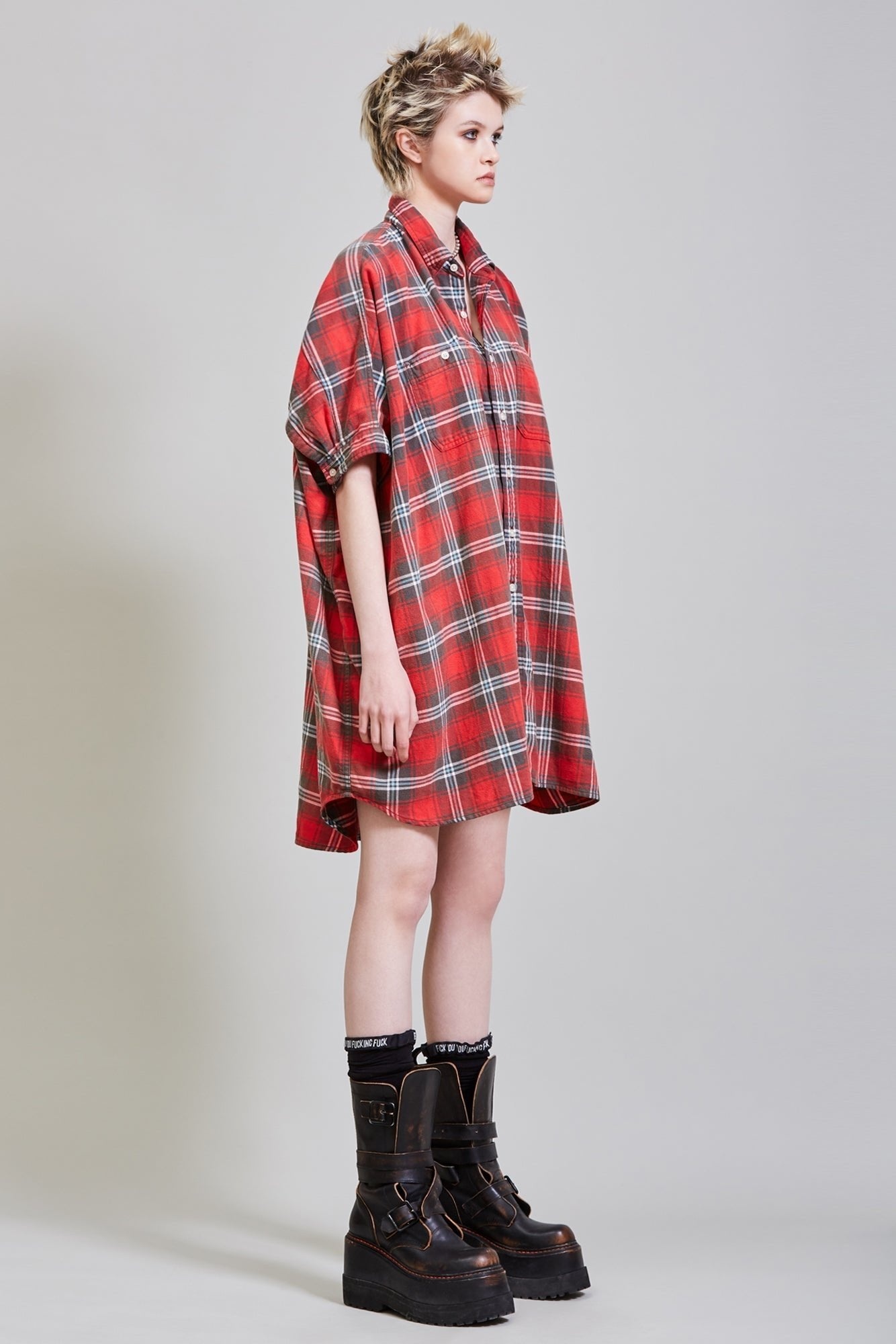 PLAID OVERSIZED BOXY SHIRTDRESS | R13 - 4