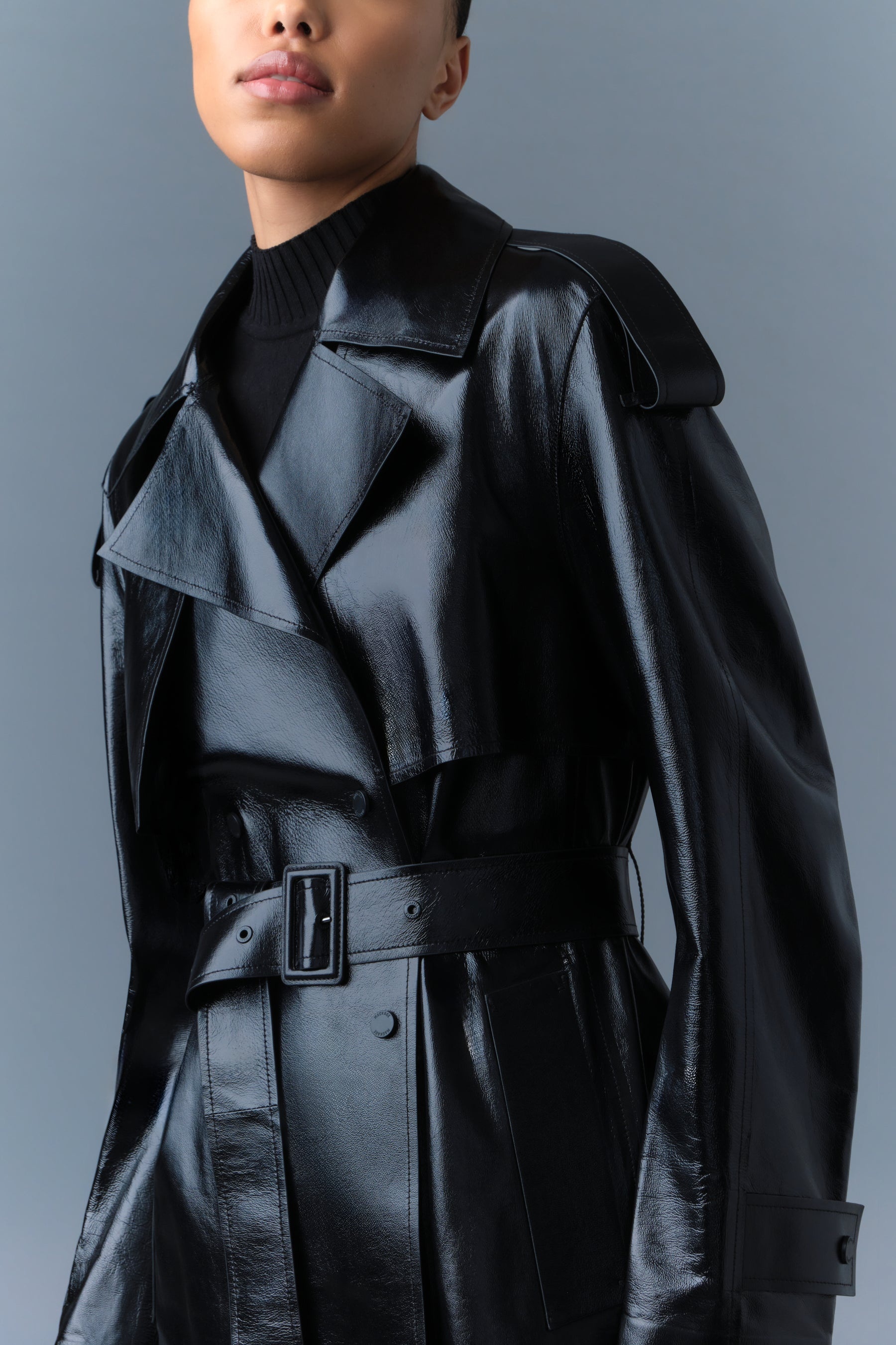 CARMELA Leather Trench with Belt - 2