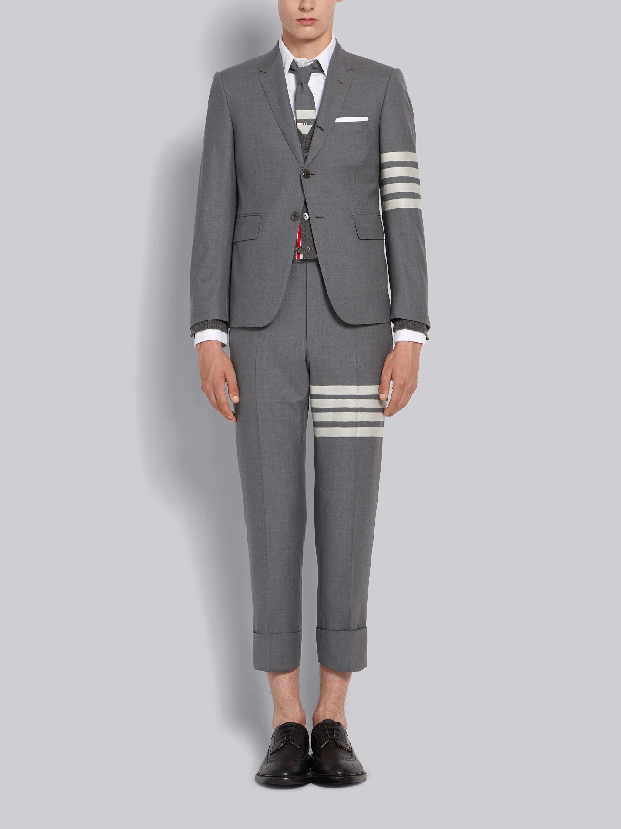 Medium Grey Plain Weave Suiting Classic 4-Bar Trouser - 4
