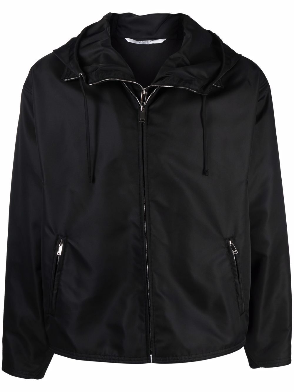 dual zip-detail hooded short jacket - 1