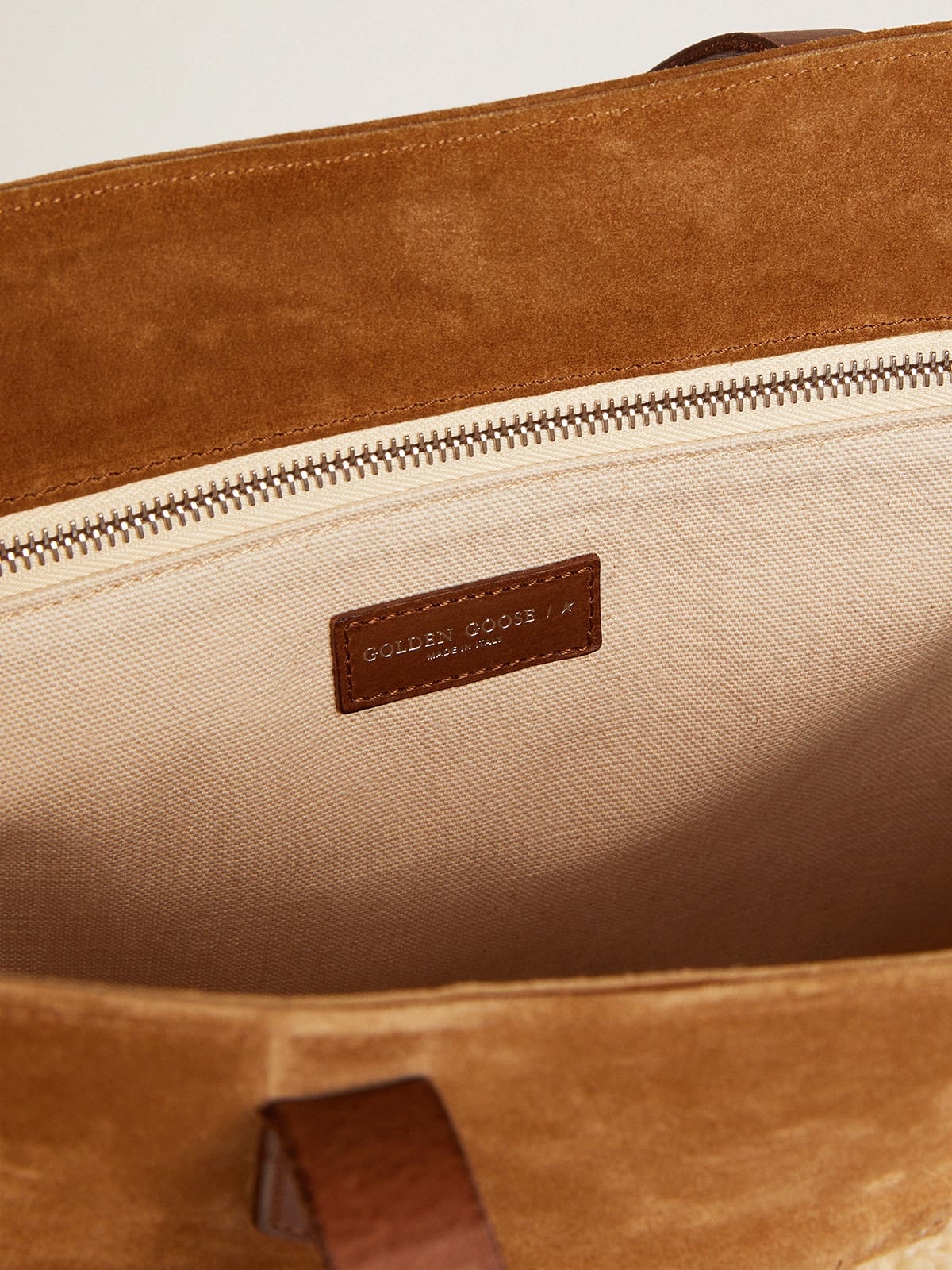 North-South California Bag in suede leather with shearling - 3