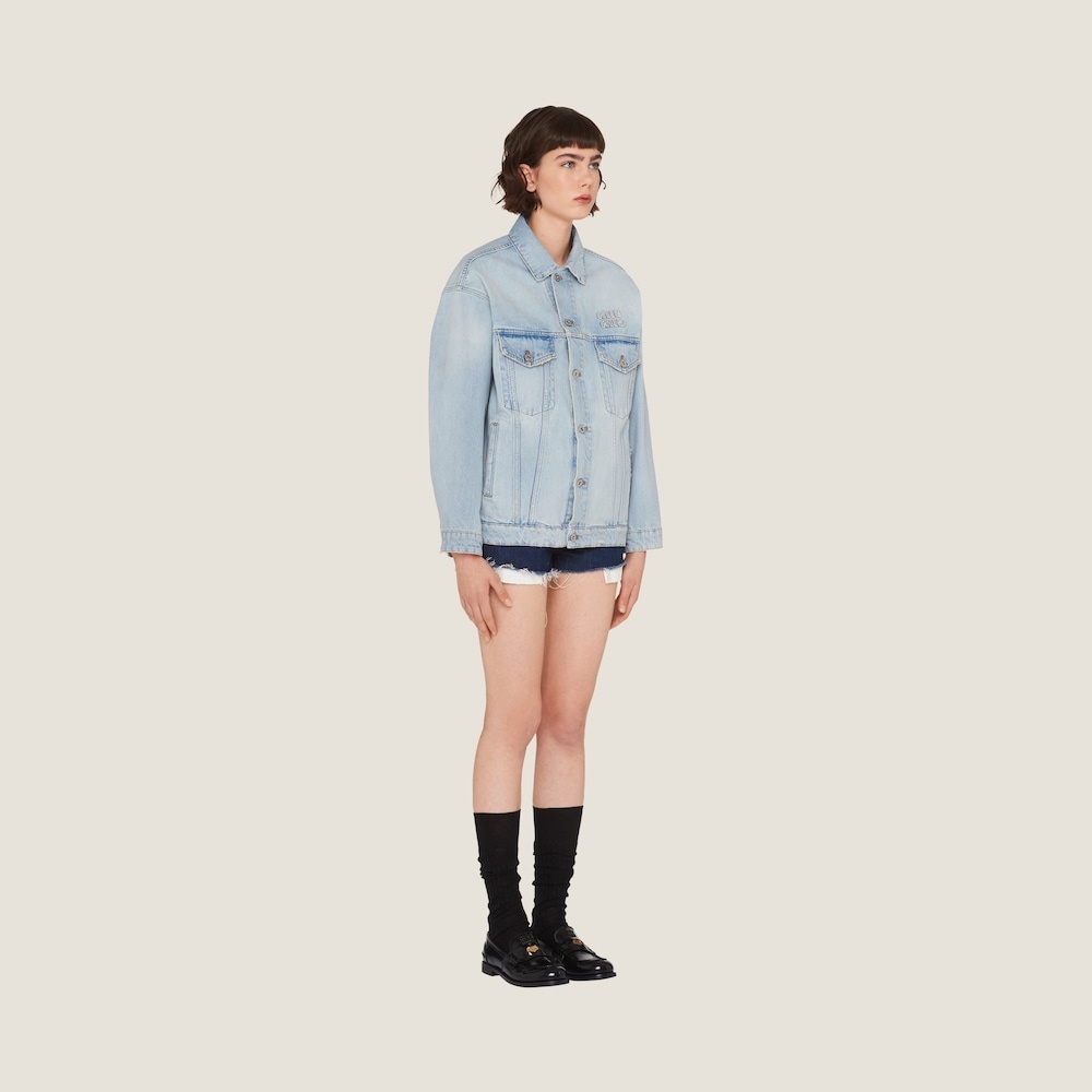Embroidered denim blouson jacket - 4