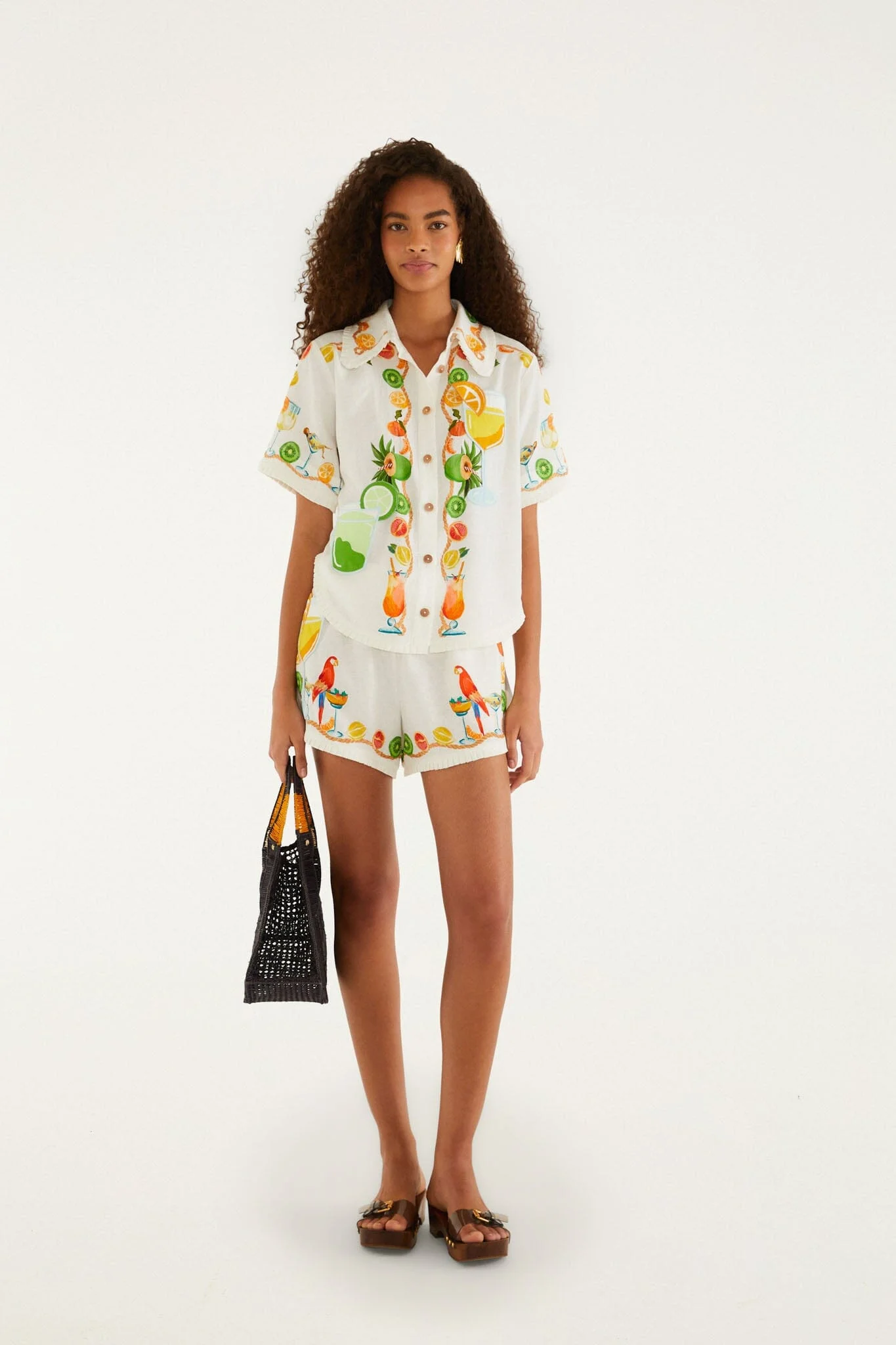 Off-White Tropical Royalty 3D Details Euroflax Premium Linen Shorts - 1