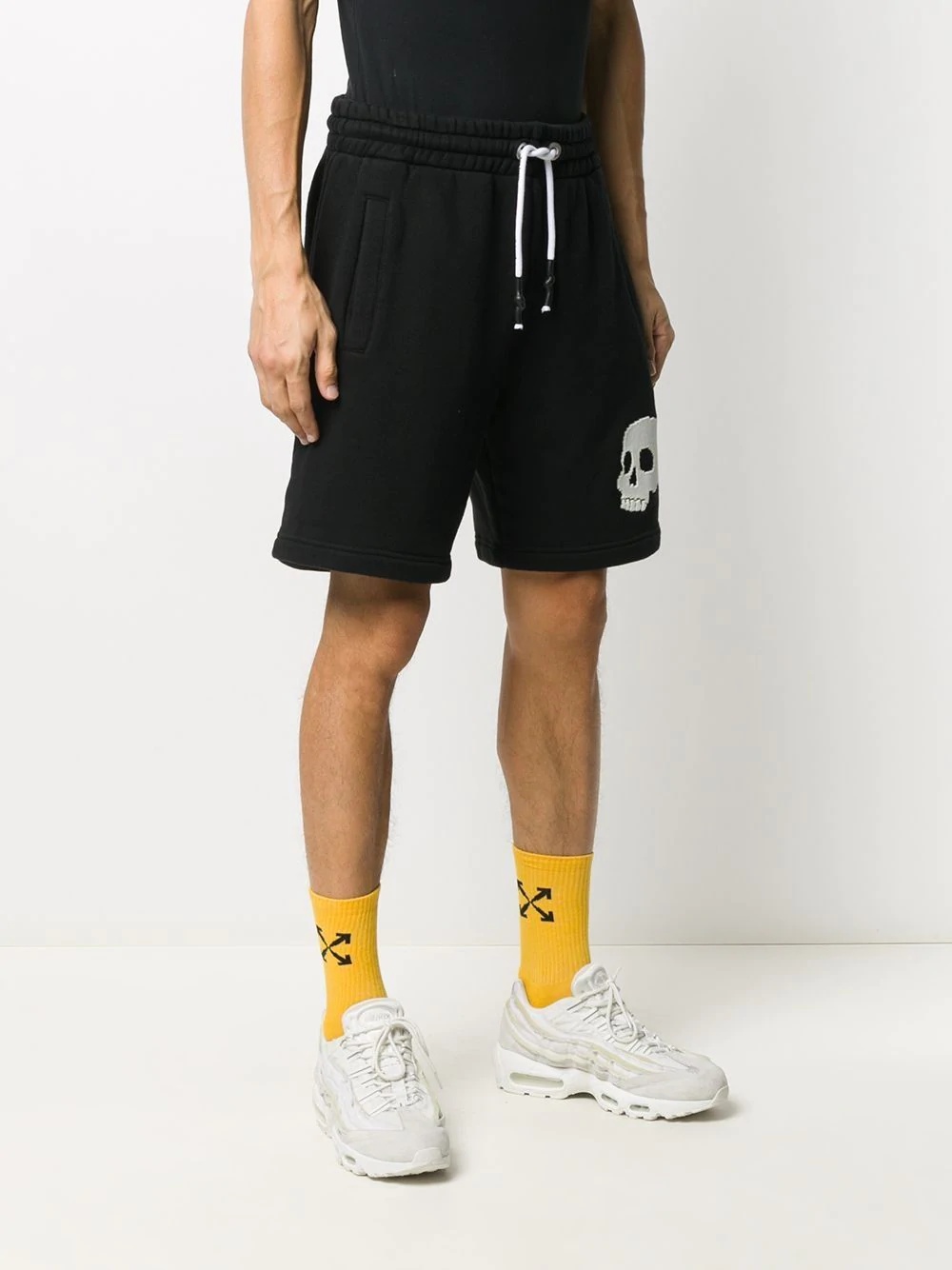 skull-motif patch track shorts - 3