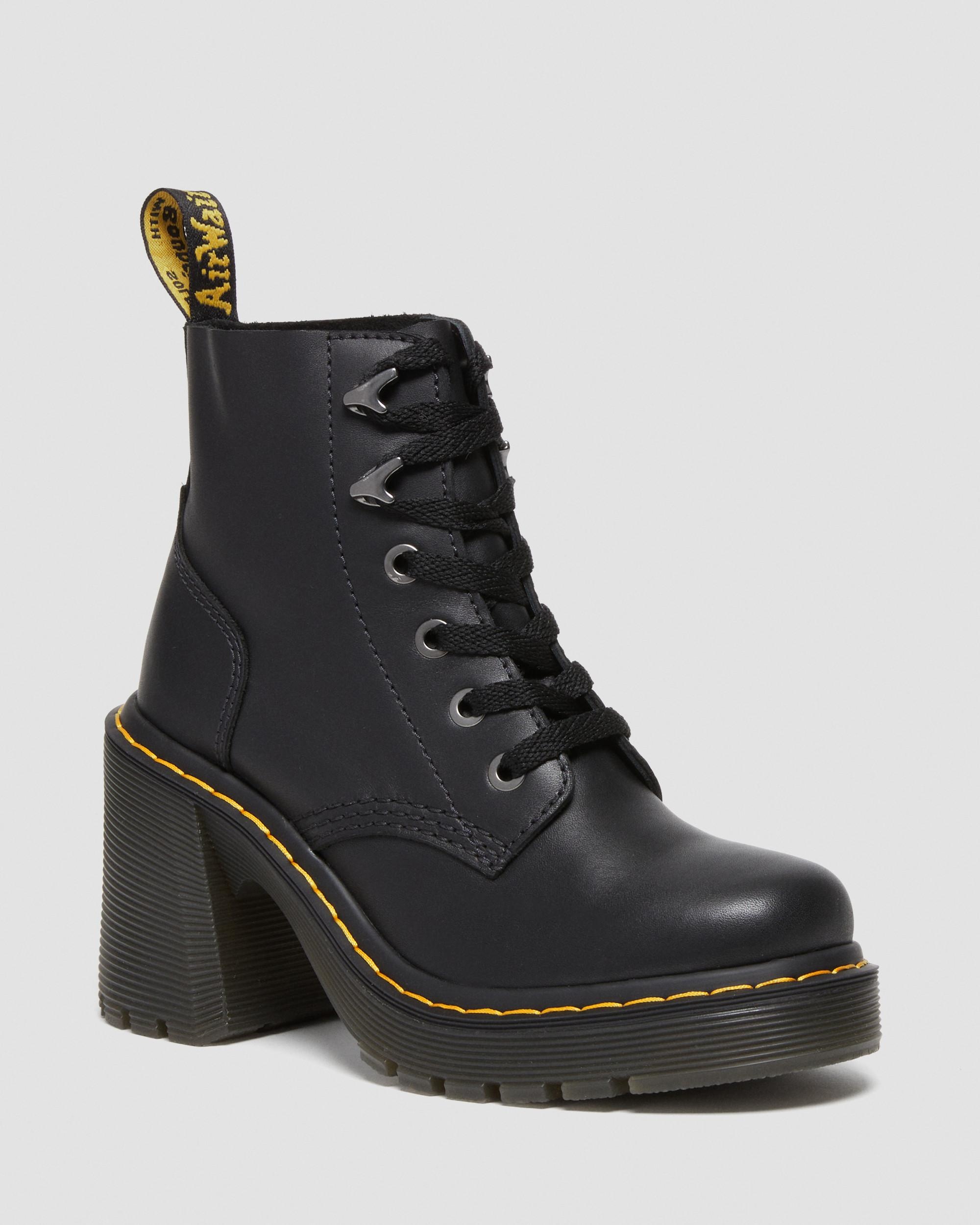 Jesy Sendal Leather Lace Up Flared Heel Boots - 5