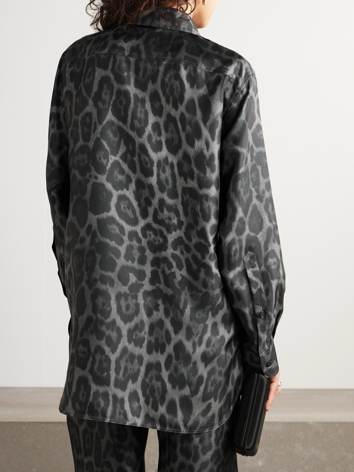 Oversized Leopard-print Organic Silk-satin Shirt - 3