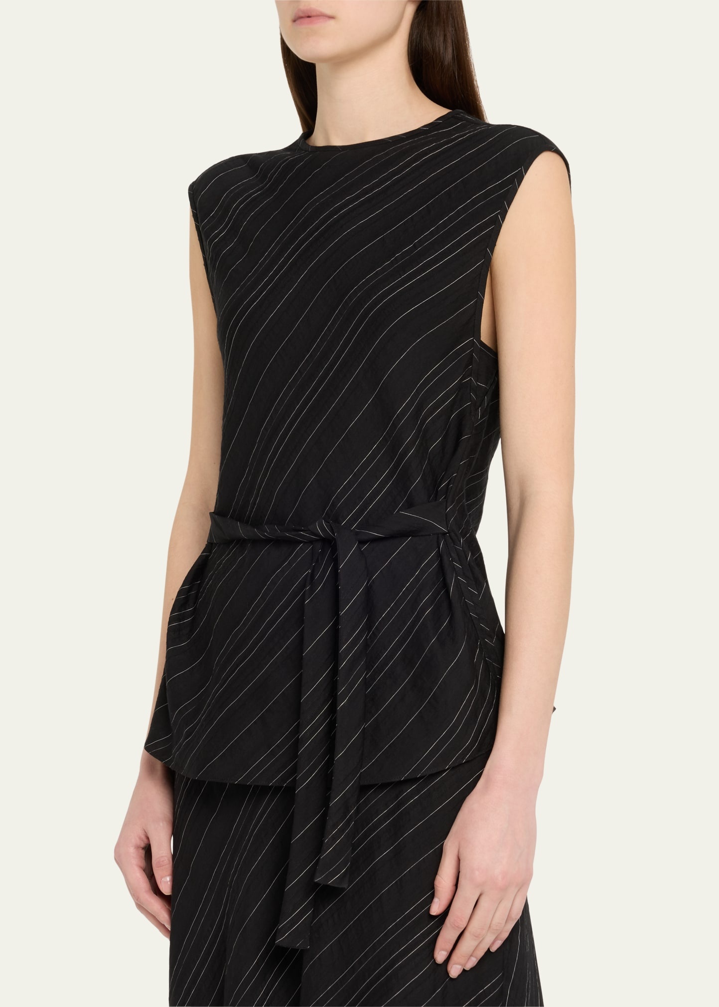Trina Woven Stripe Tie Top - 4