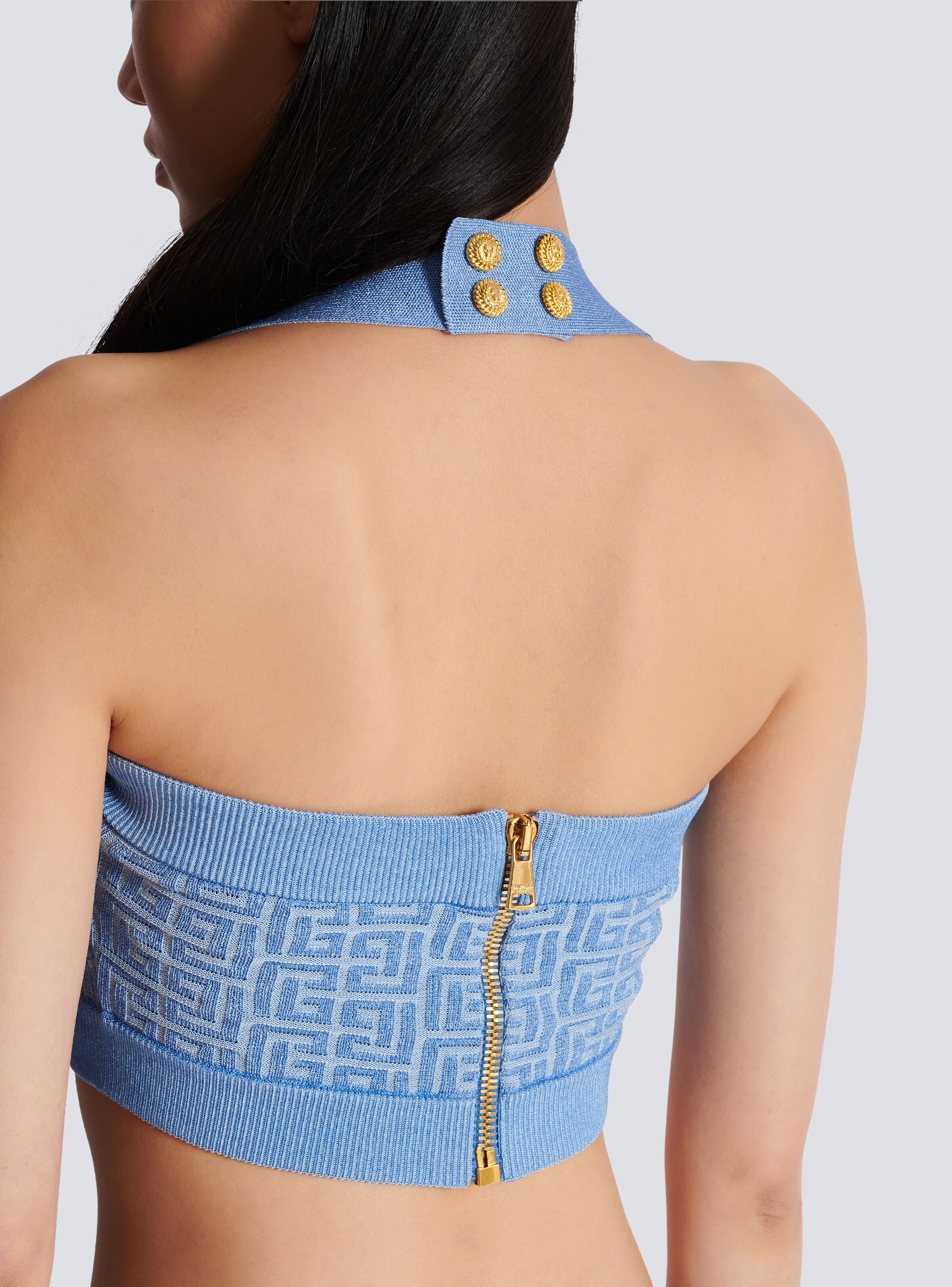Knit halterneck top with PB Labyrinth monogram - 8