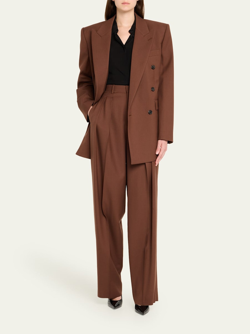 SAINT LAURENT Double-Breasted Strong-Shoulder Blazer outlook