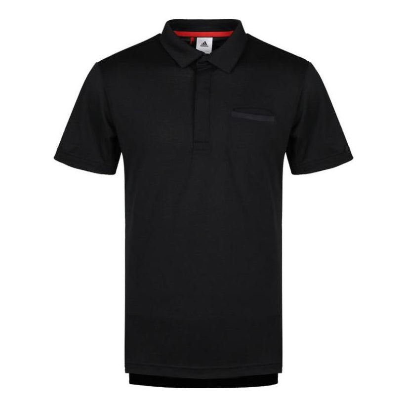 adidas Solid Color Athleisure Casual Sports Short Sleeve Polo Shirt Black CY3330 - 1