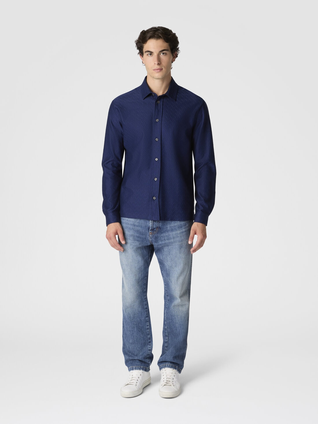 Zigzag Jersey Cotton Shirt Tone on Tone - 2