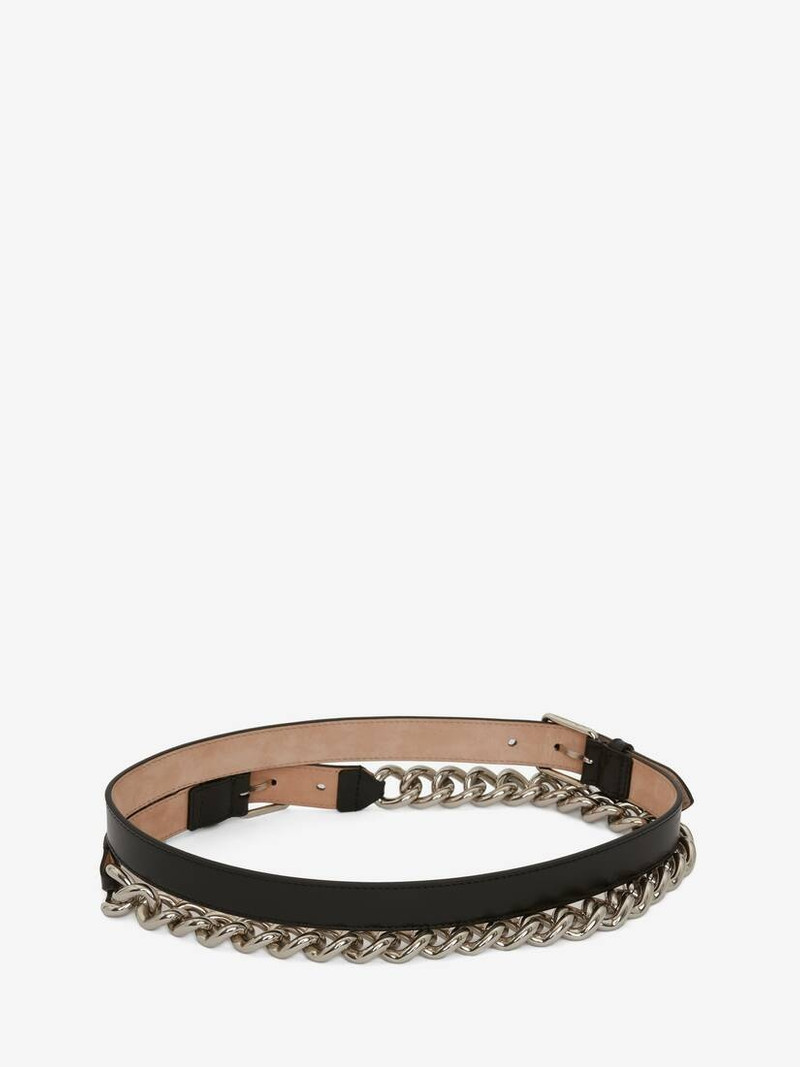 Alexander McQueen Double Belt With Chain in Black outlook