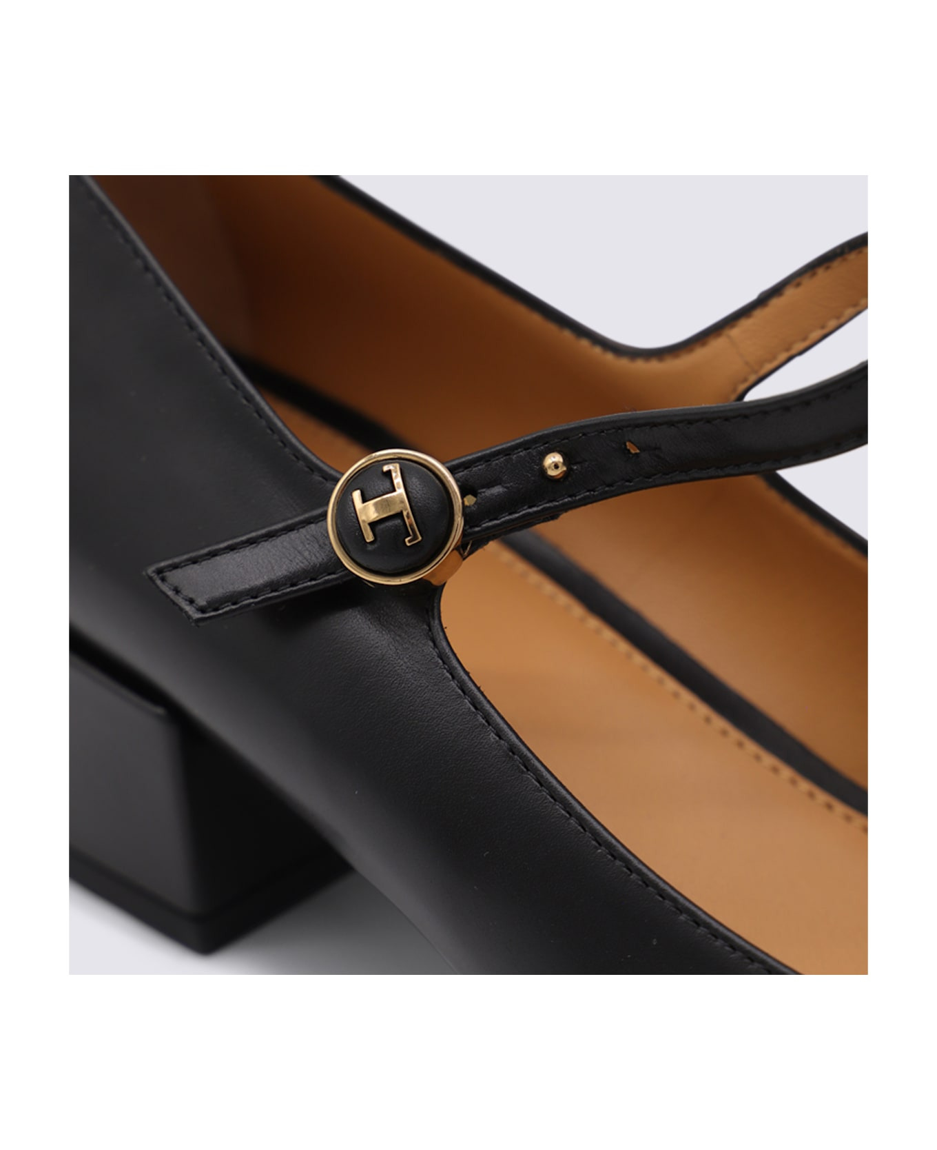 Black Leather Pumps - 4
