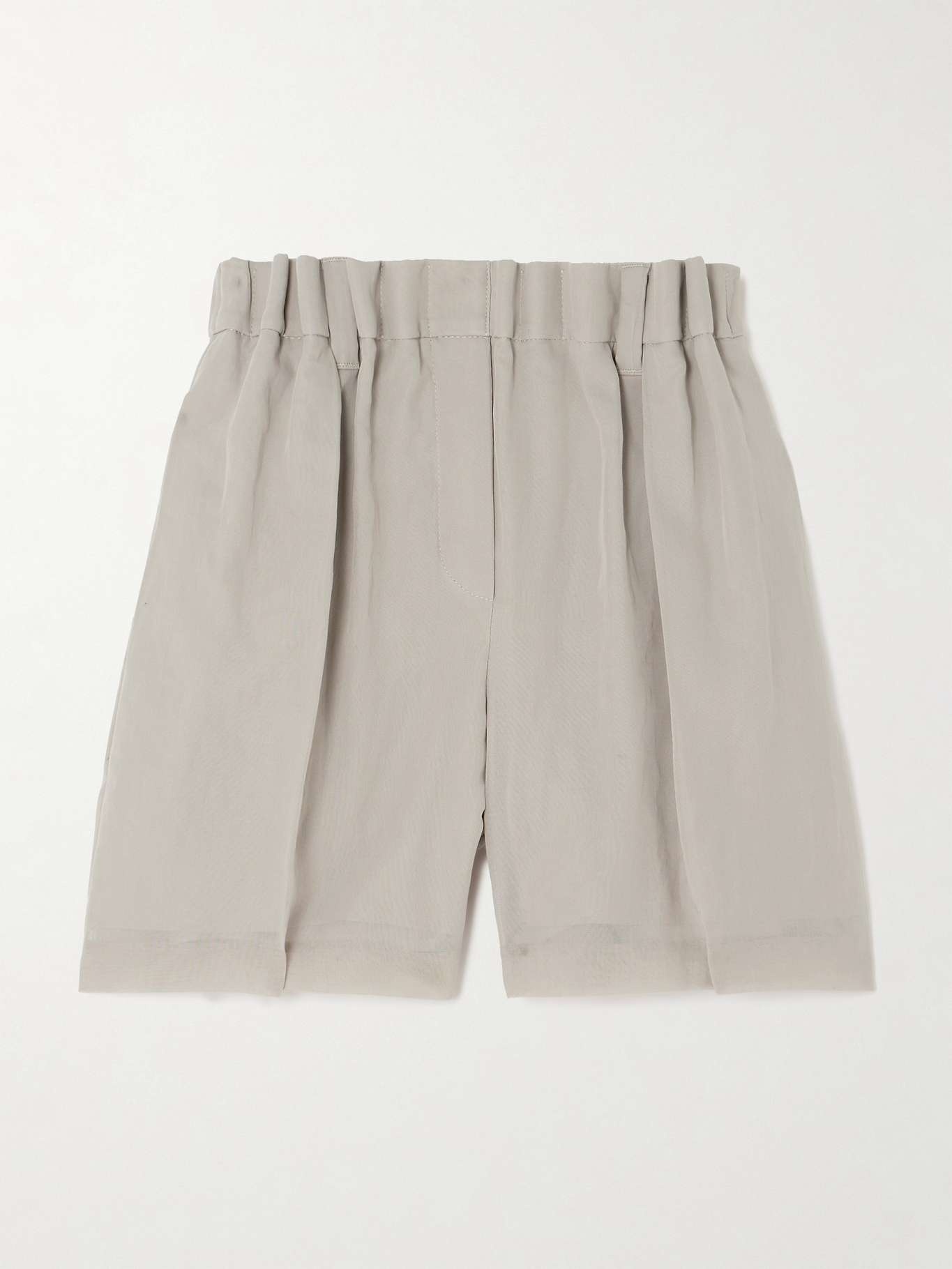 Gathered cotton-voile shorts - 1