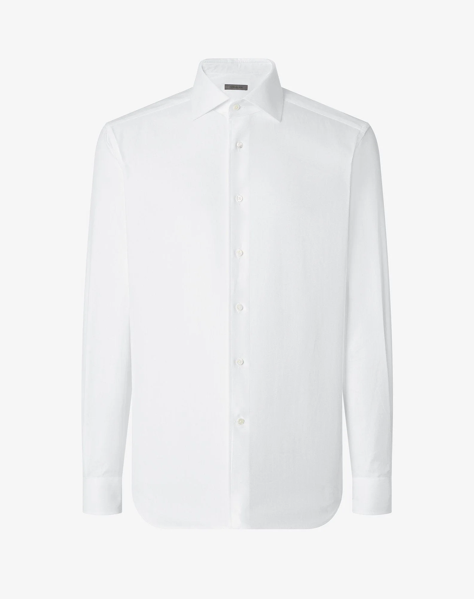 White textured cotton shirt with herringbone pattern - 1