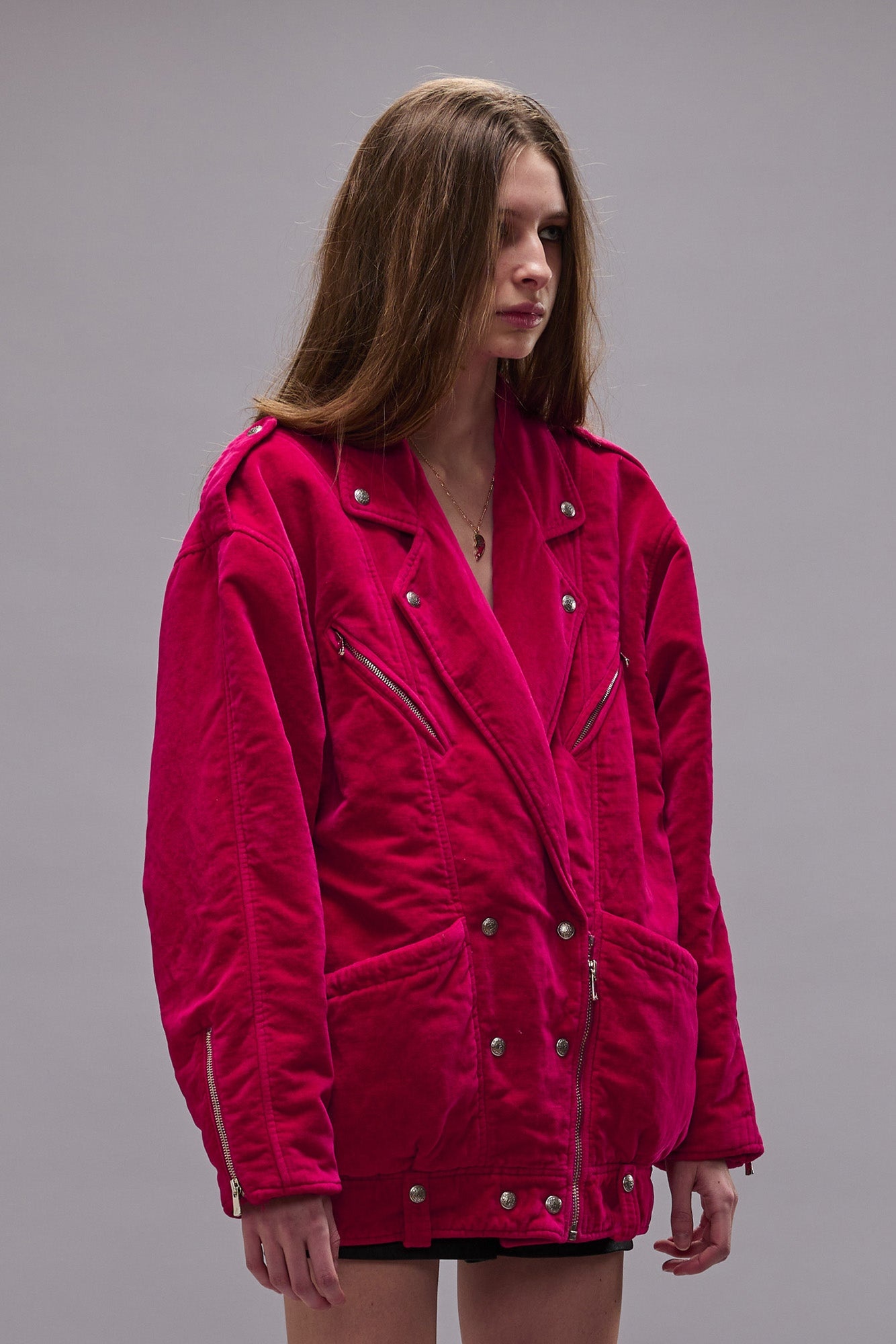 ELONGATED MOTORCYCLE JACKET - RASPBERRY - R13 - 5