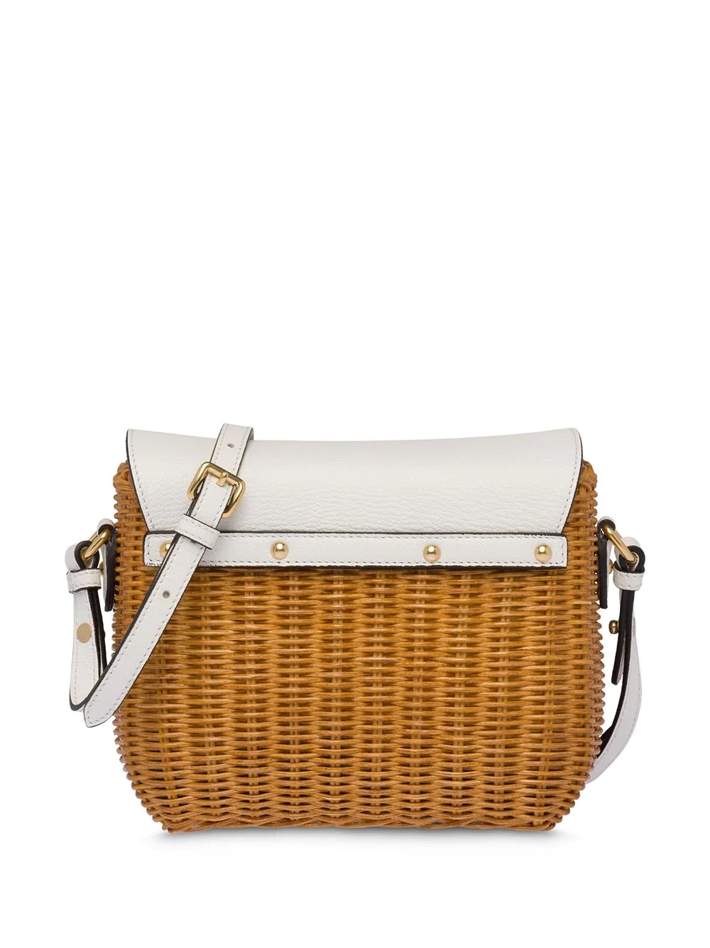 wicker and leather shoulder bag - 3