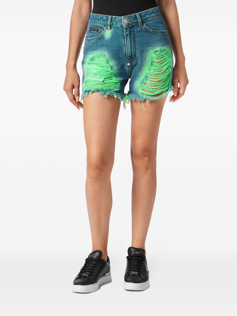 tie-dye frayed shorts - 3