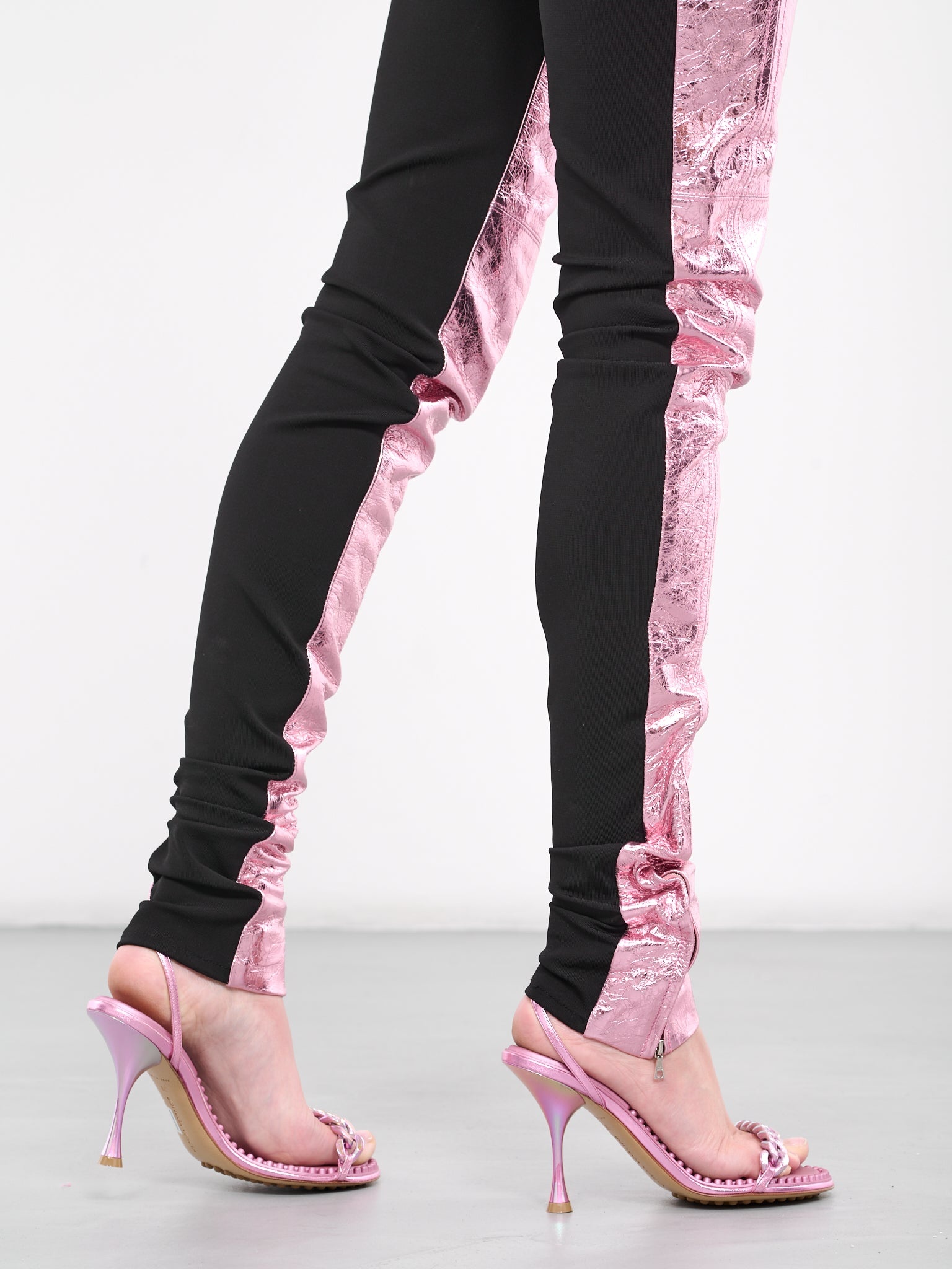 Jersey & Metallic Leather Trousers - 5